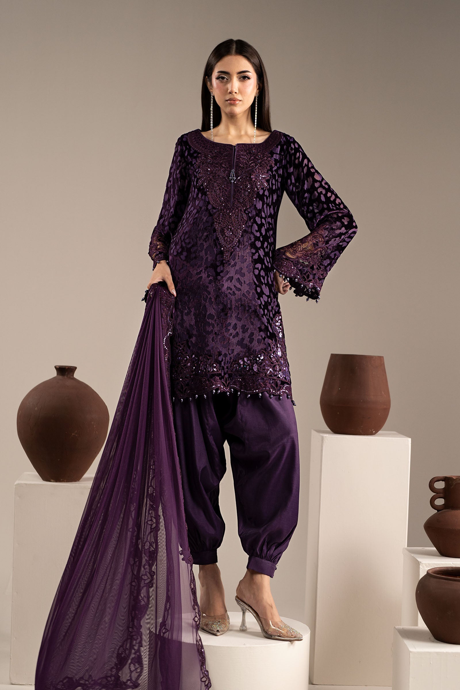3 Piece Embroidered Palachi Suit