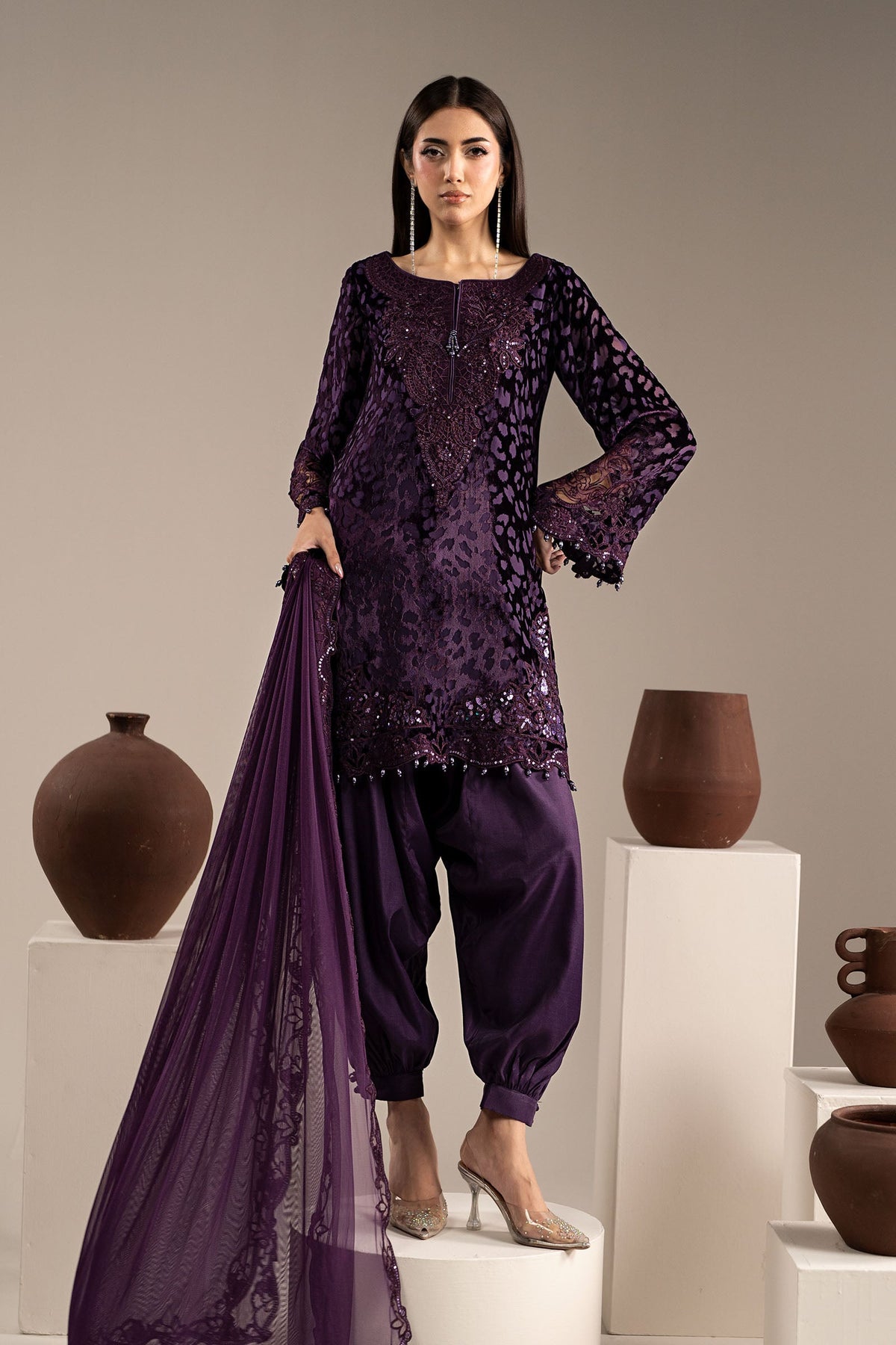 3 Piece Embroidered Palachi Suit