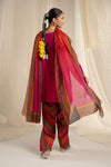3 Piece Embroidered Raw Silk Suit