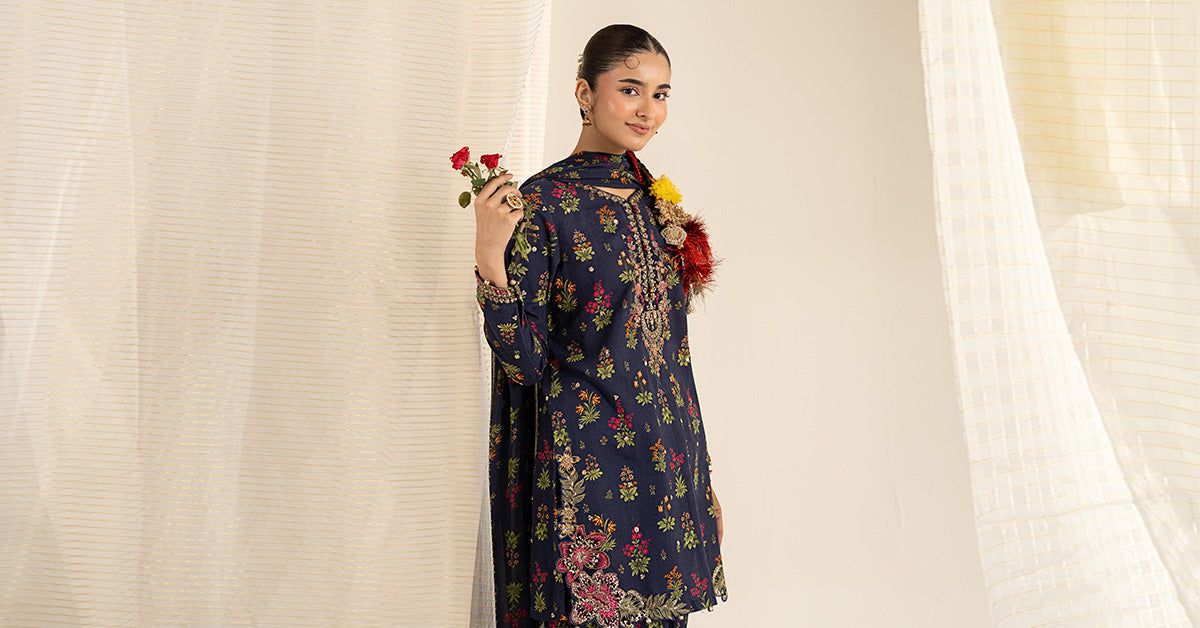 3 Piece Embroidered Khaddar Suit