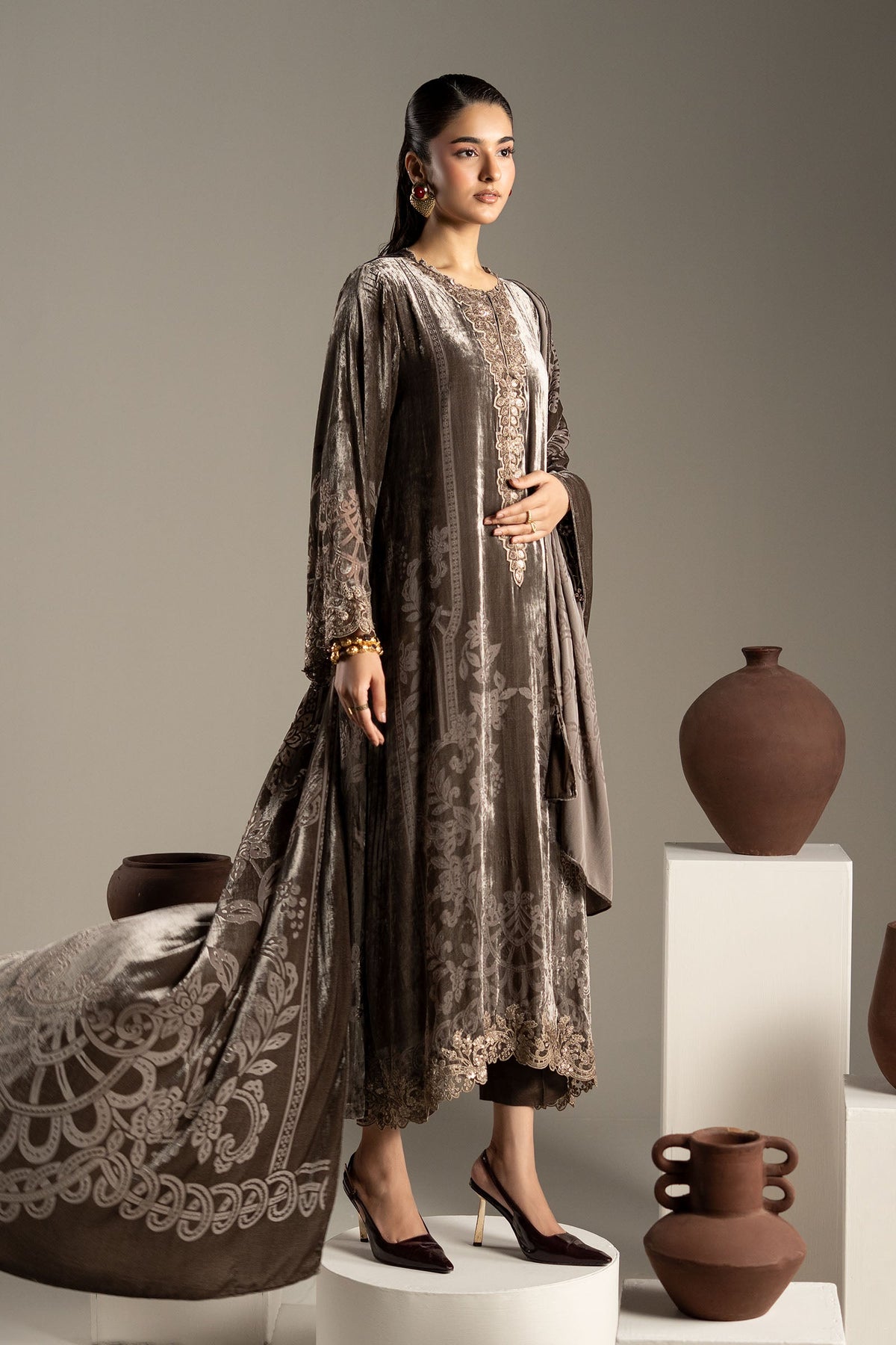 3 Piece Embroidered Palachi Suit