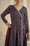 3 Piece Embroidered Raw Silk Suit