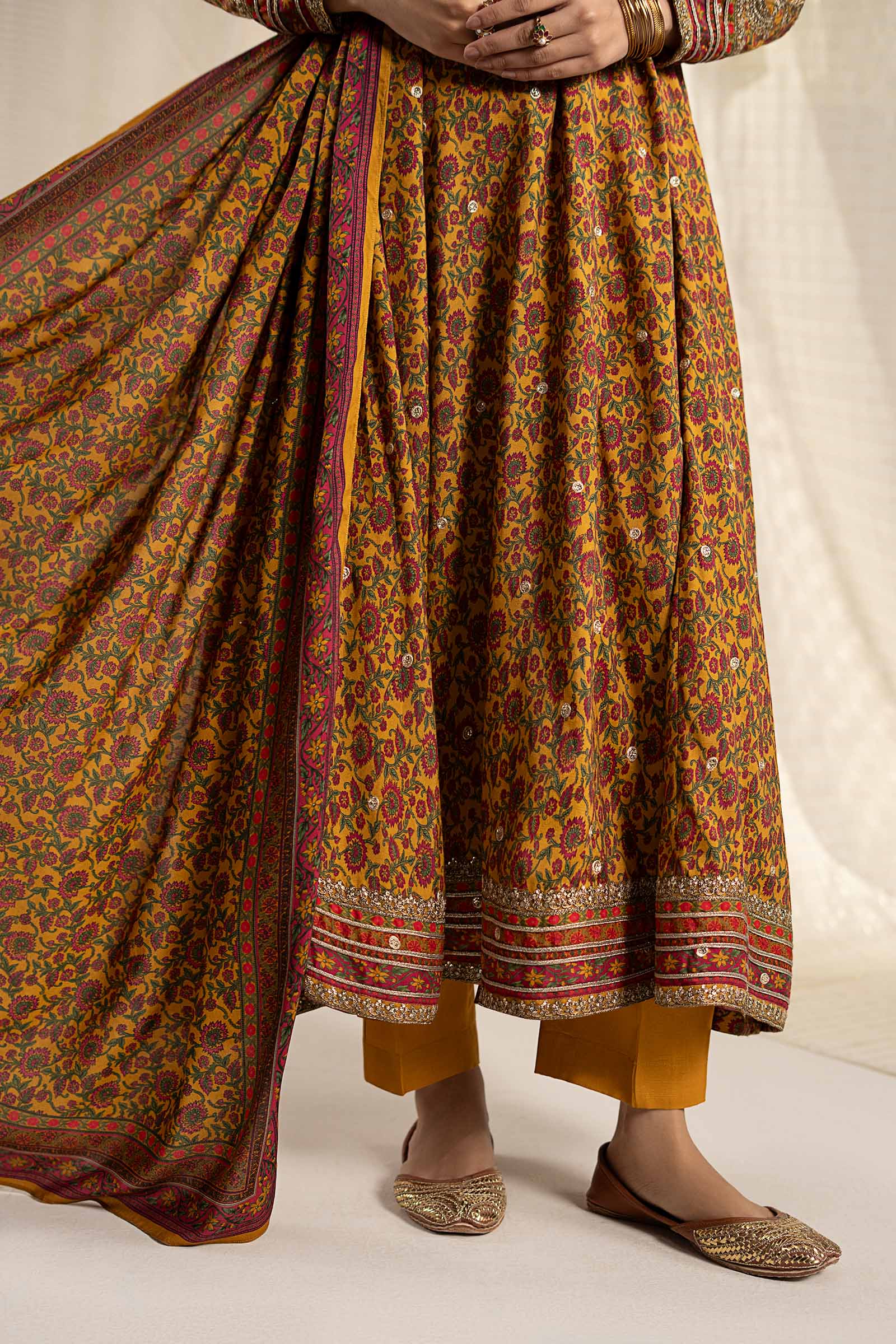 3 Piece Embroidered Raw Silk Suit