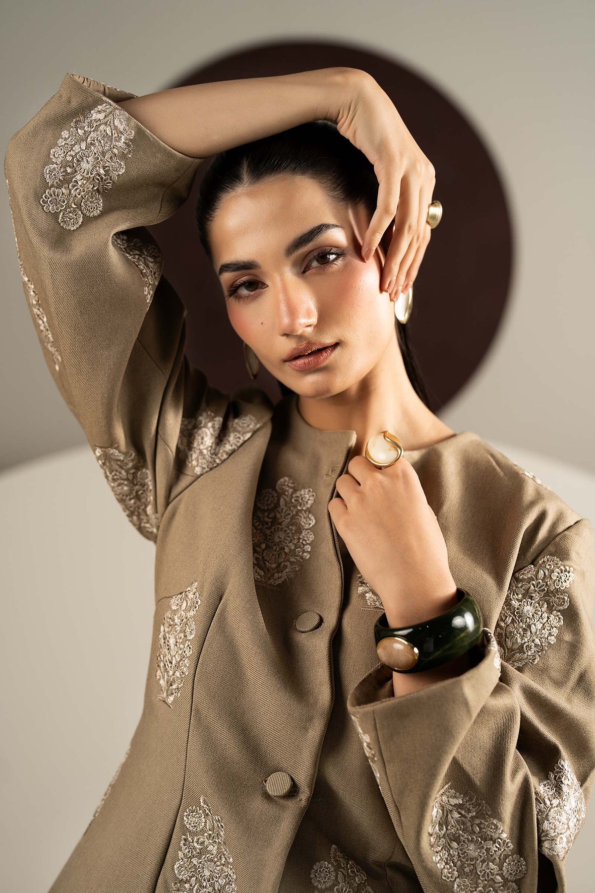2 Piece Embroidered Blended Wool Suit