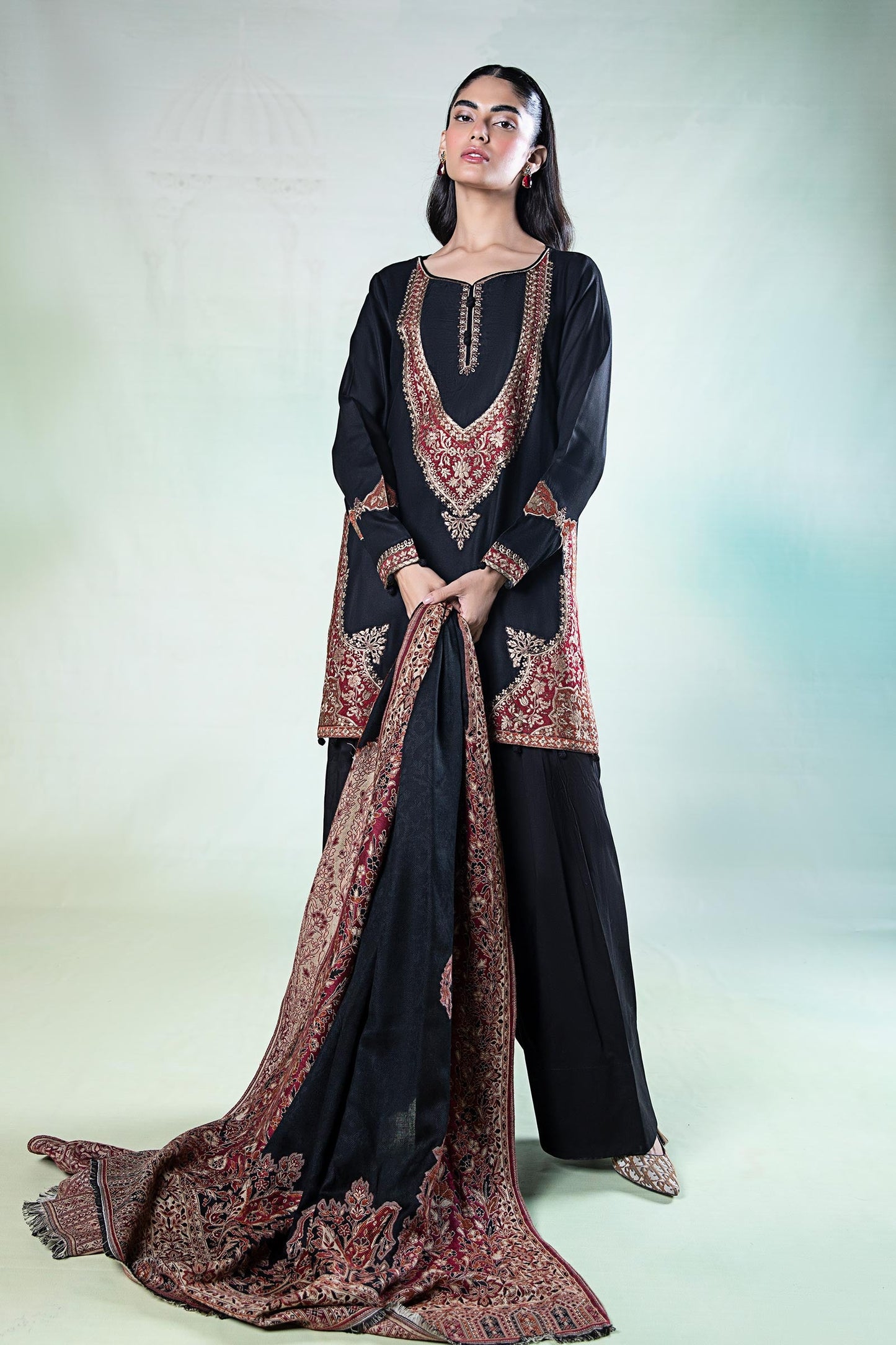 3 Piece Embroidered Linen Suit