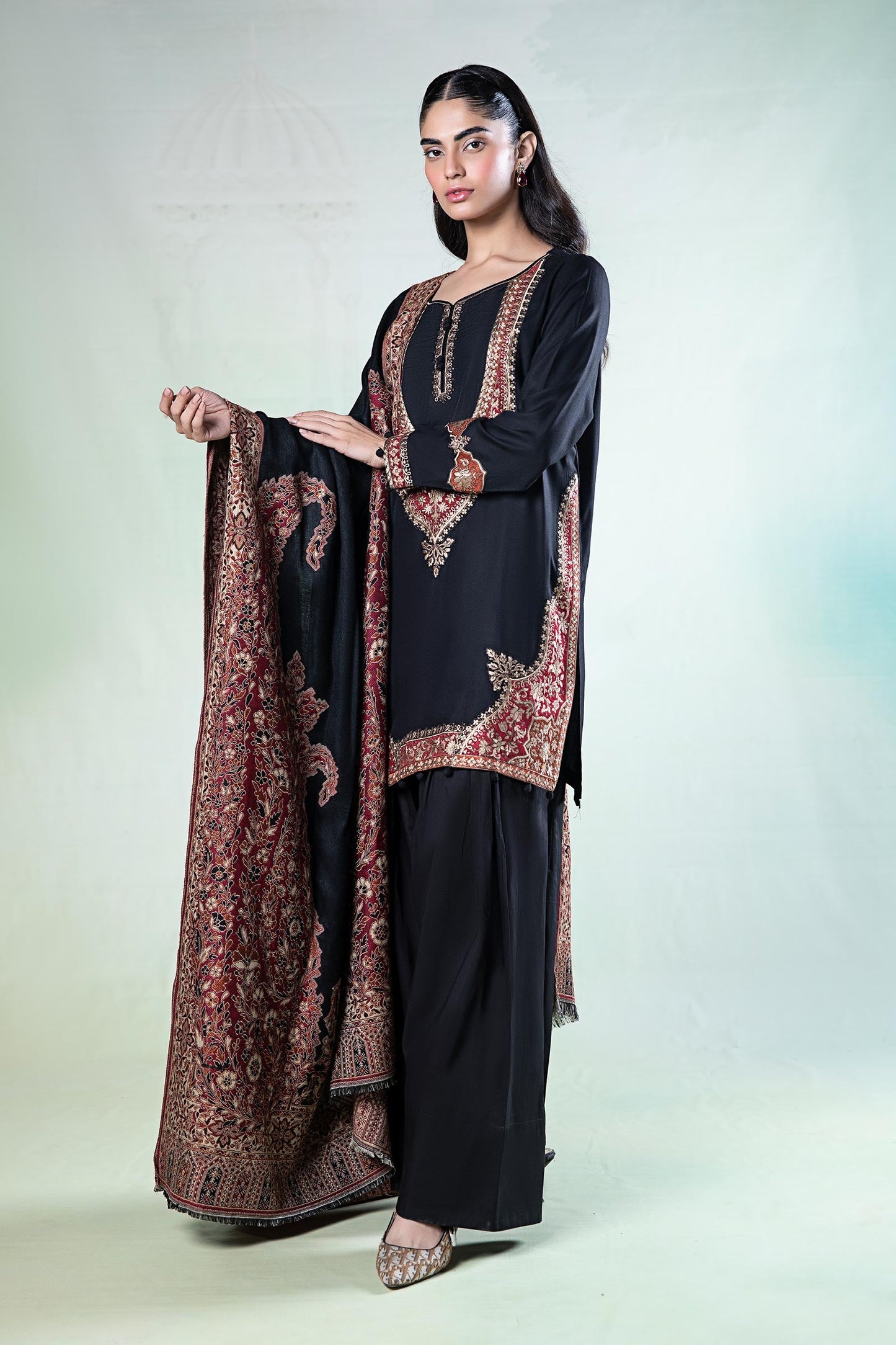 3 Piece Embroidered Linen Suit