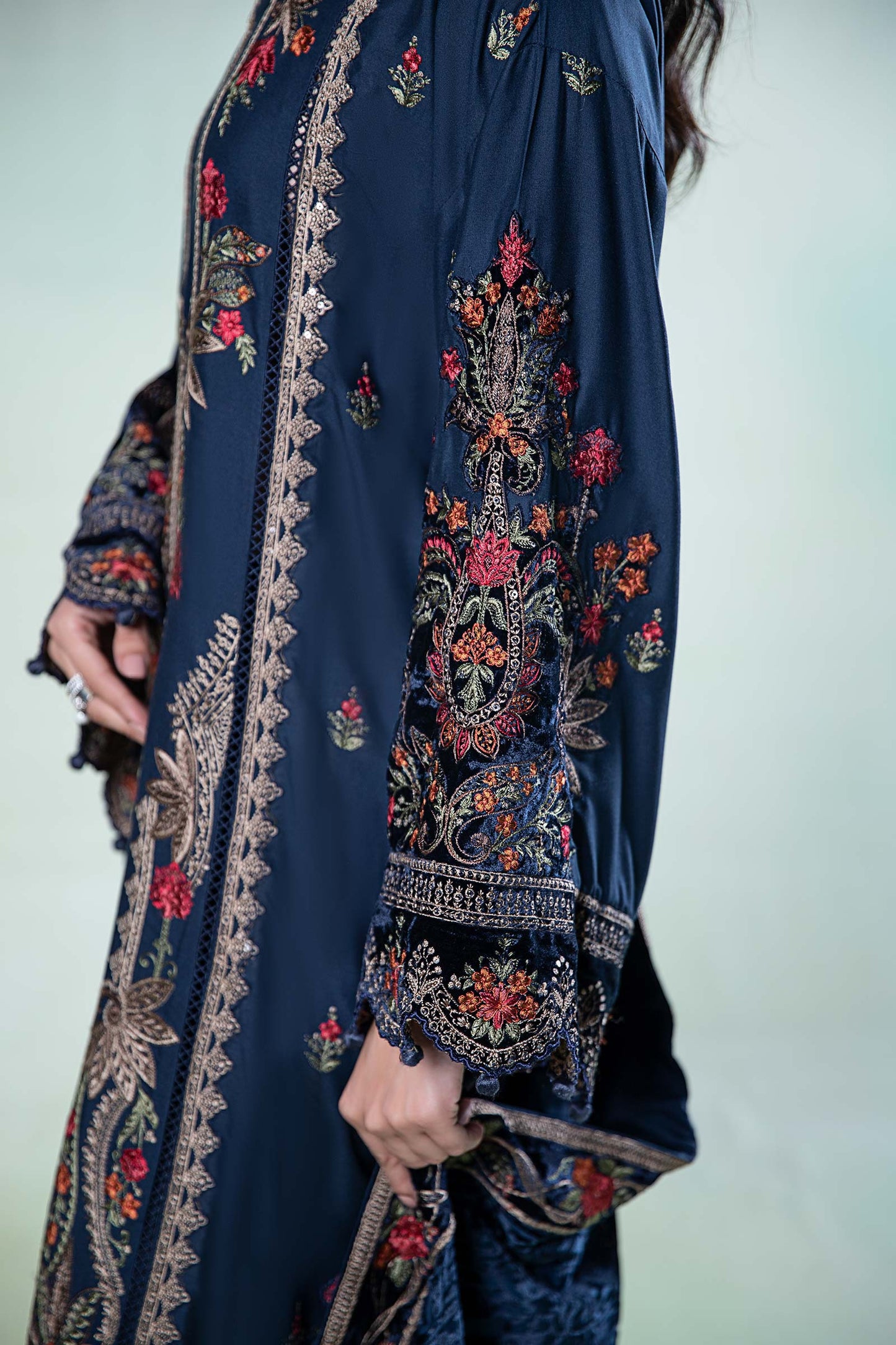 3 Piece Embroidered Linen Suit
