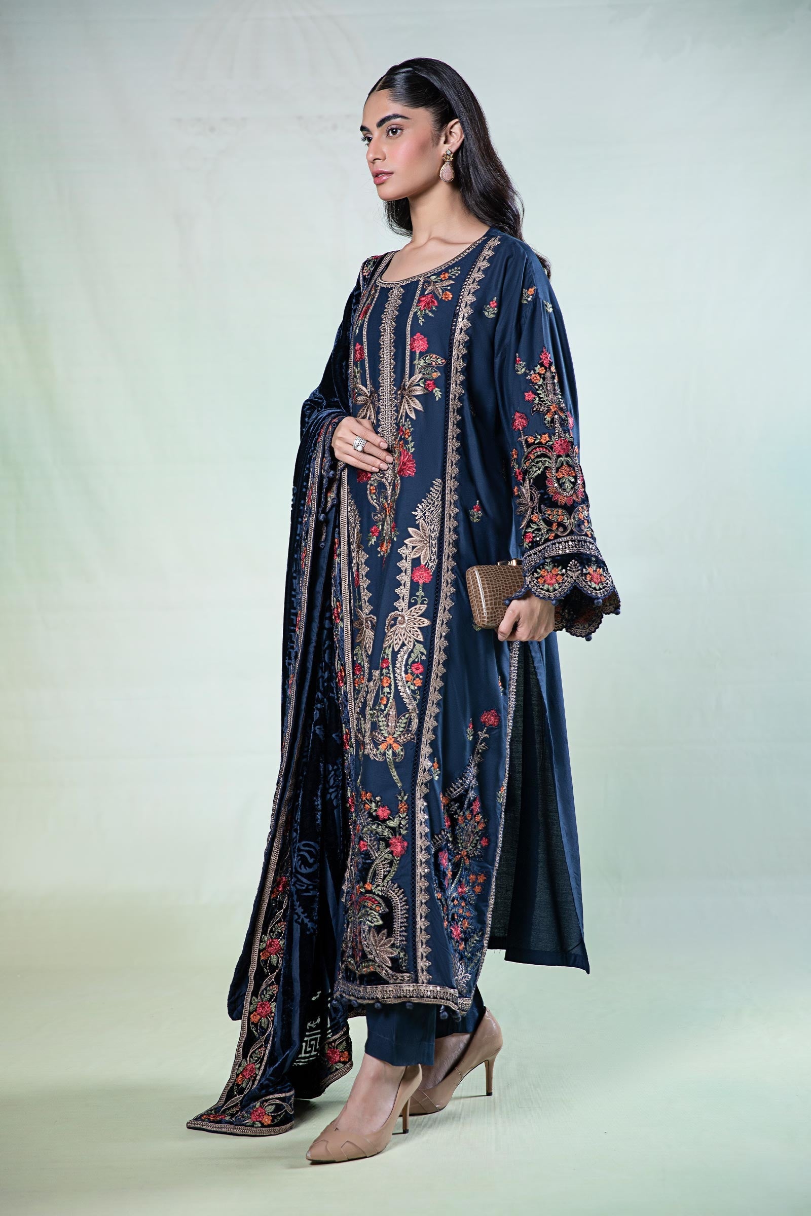3 Piece Embroidered Linen Suit