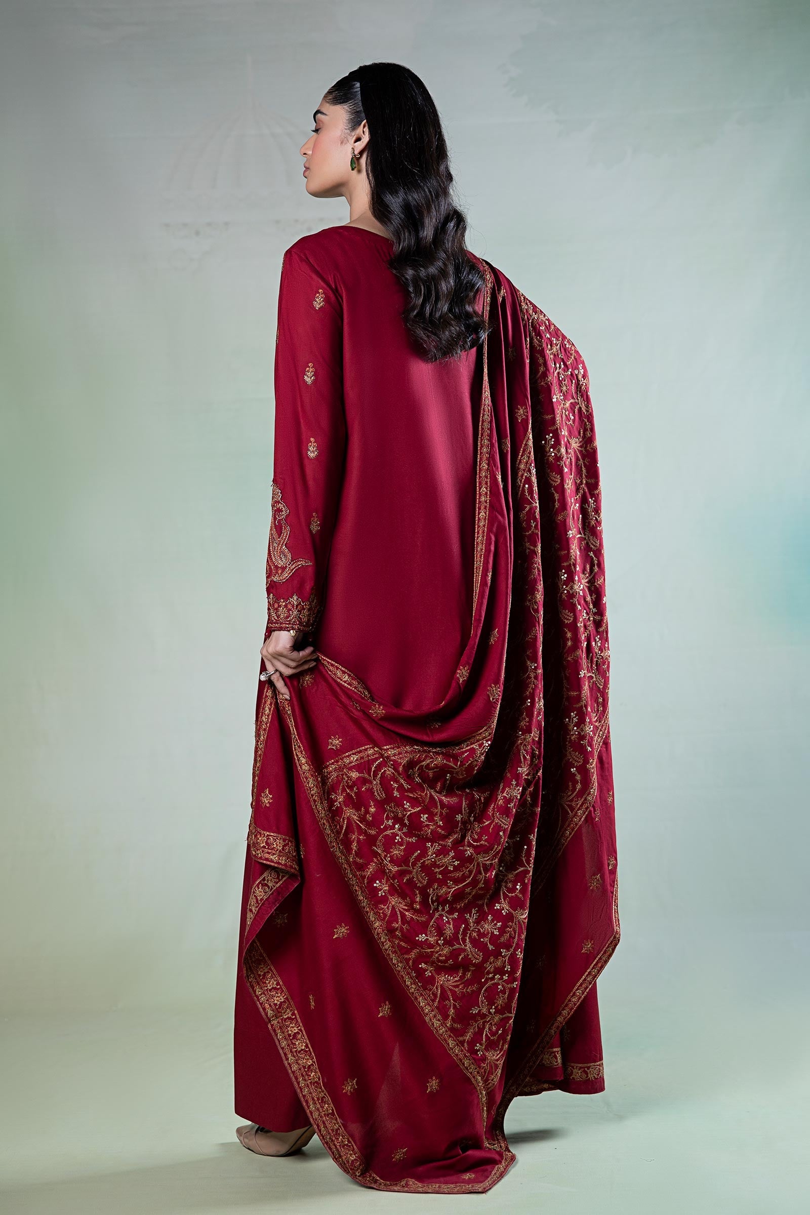 3 Piece Embroidered Linen Suit