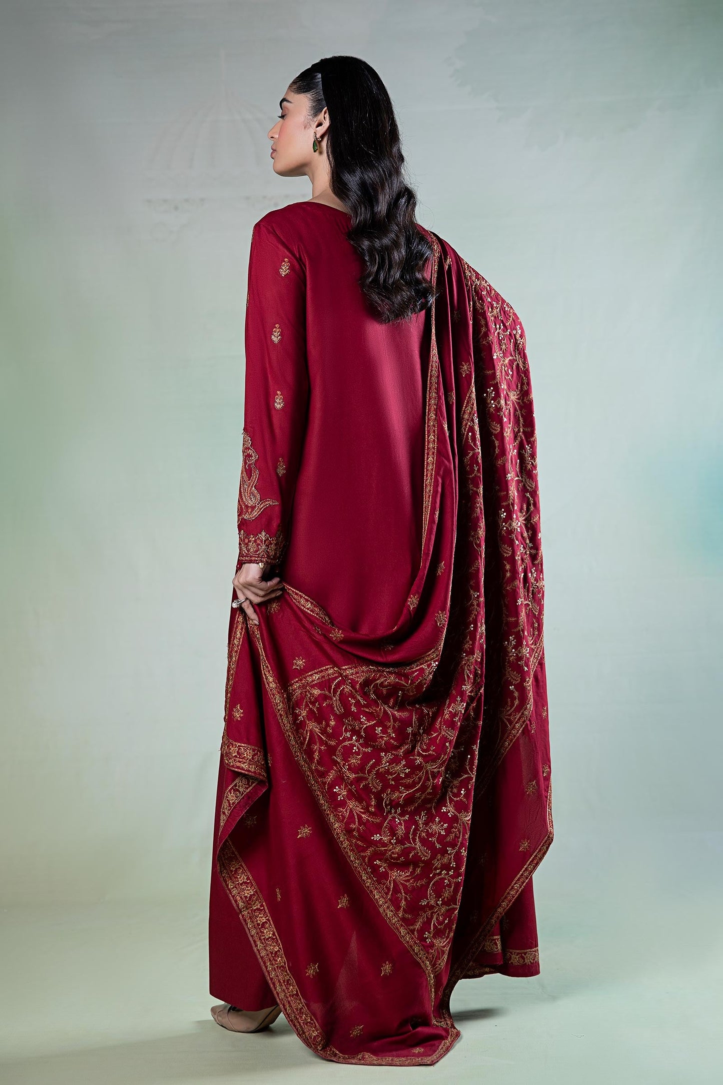 3 Piece Embroidered Linen Suit