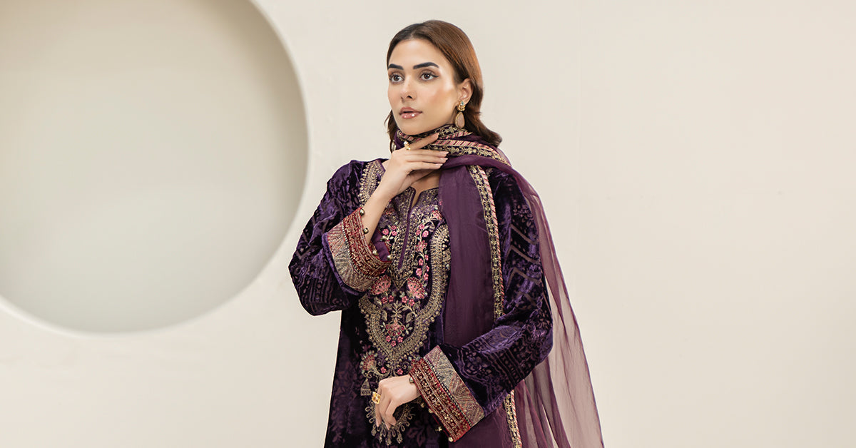3 Piece Embroidered Plush Suit
