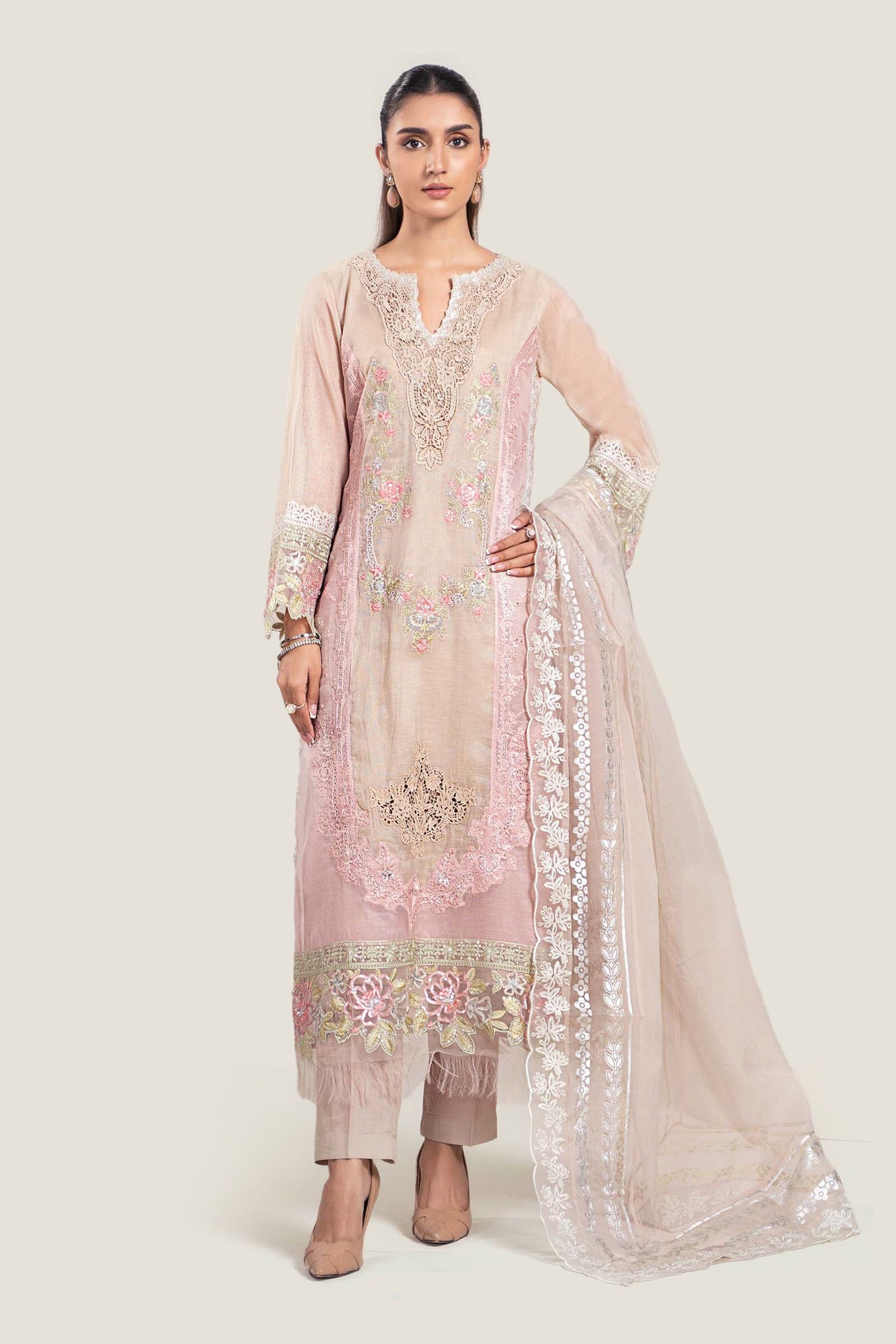3 Piece Embroidered Yarn Dyed Suit