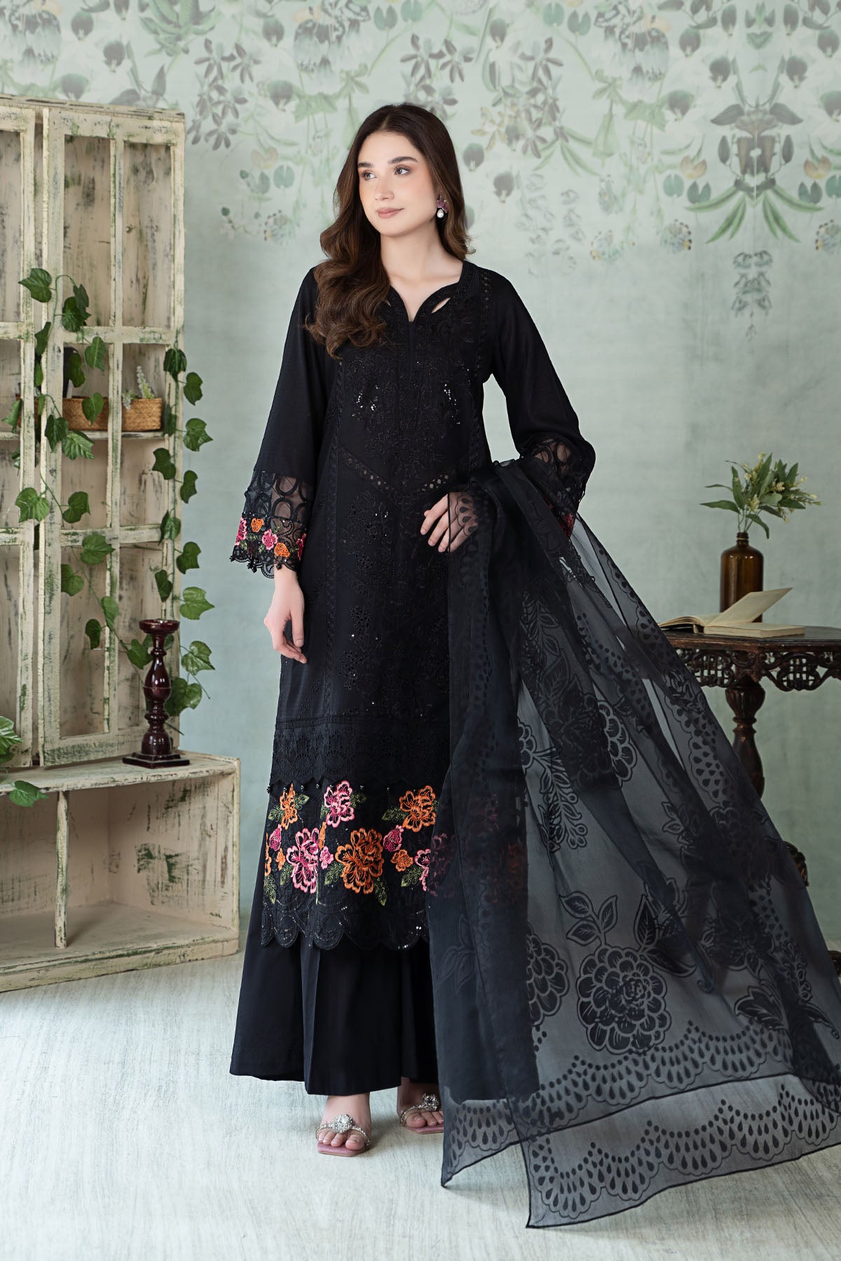 3 Piece Embroidered Dobby Lawn Suit