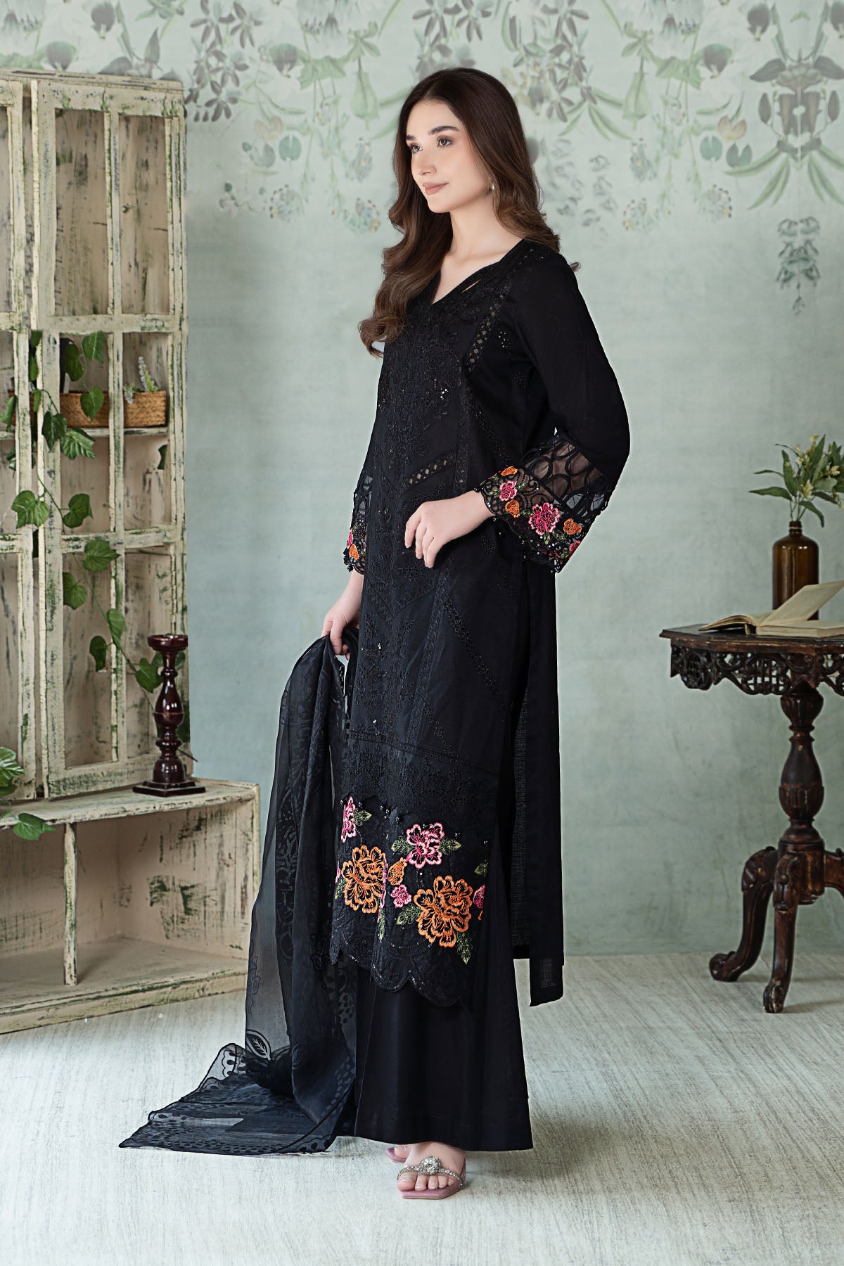 3 Piece Embroidered Dobby Lawn Suit