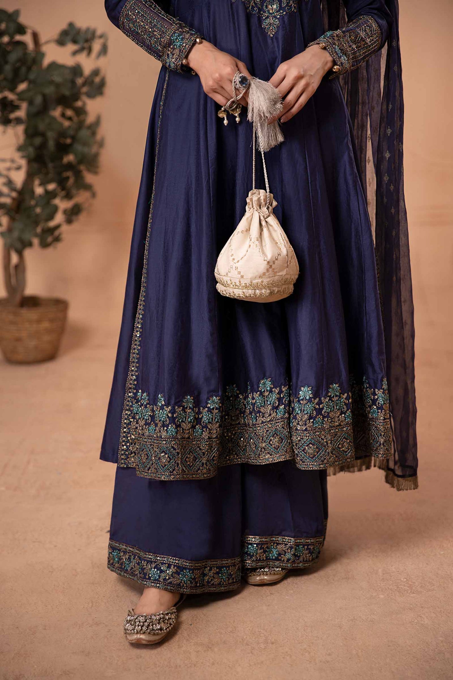 3 Piece Dyed Net Suit