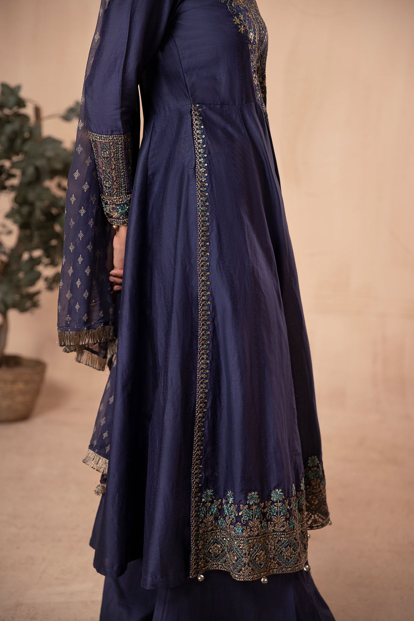 3 Piece Dyed Net Suit