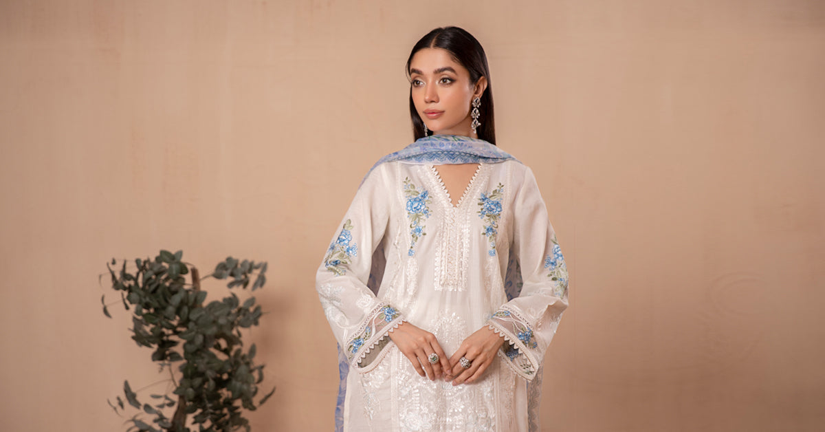 3 PIECE EMBROIDERED LAWN SUIT | DW-EA24-16