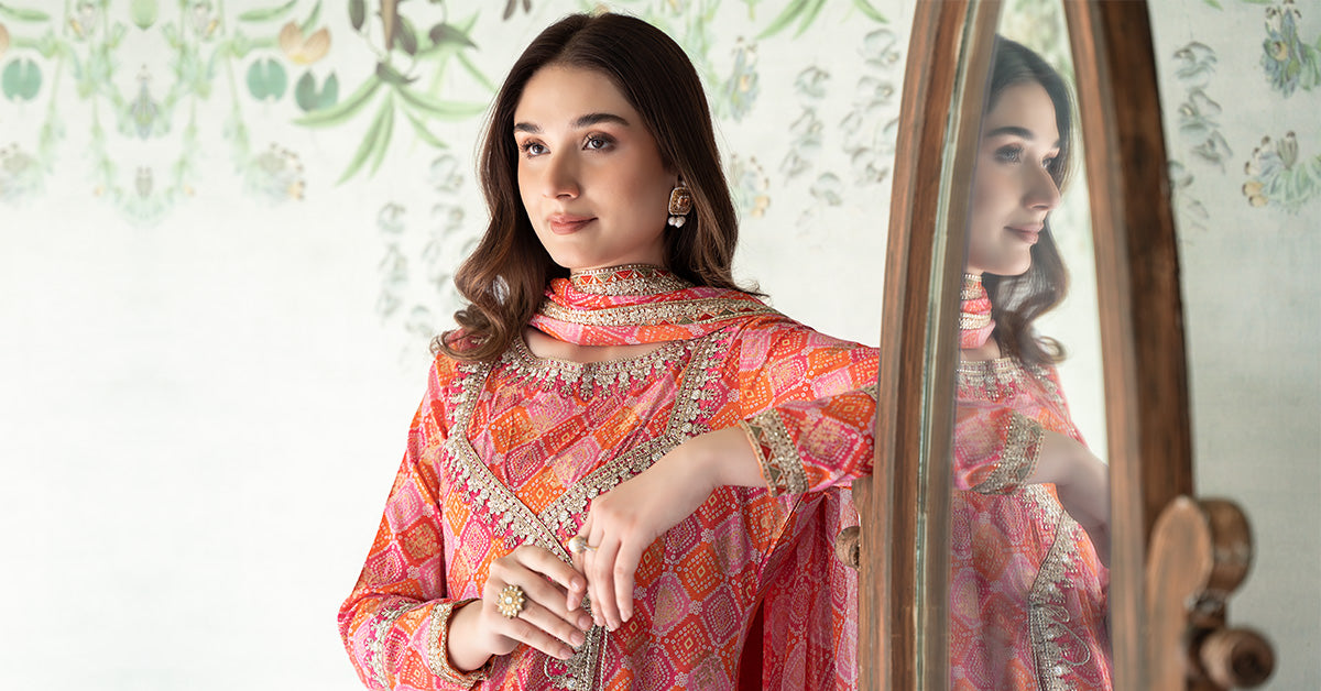 3 Piece Printed Jacquard Broshia Suit