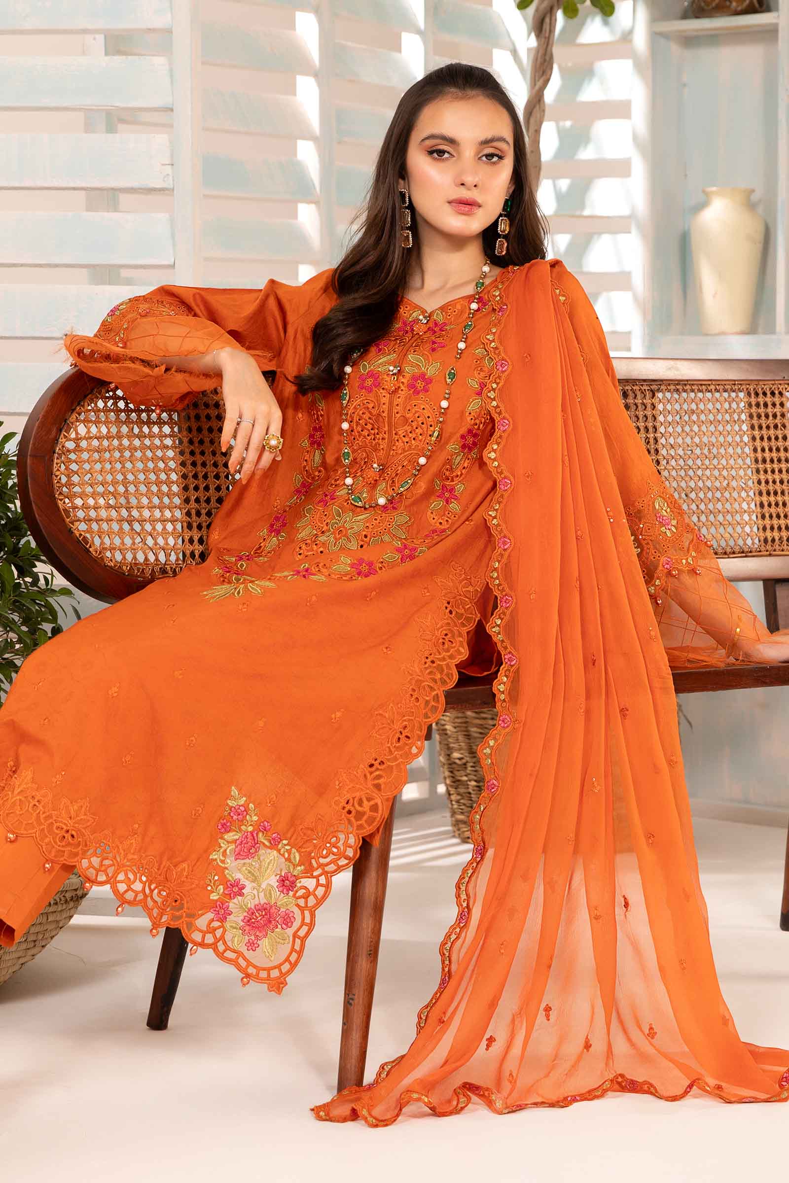 3 Piece Embroidered Jacquard Lawn Suit