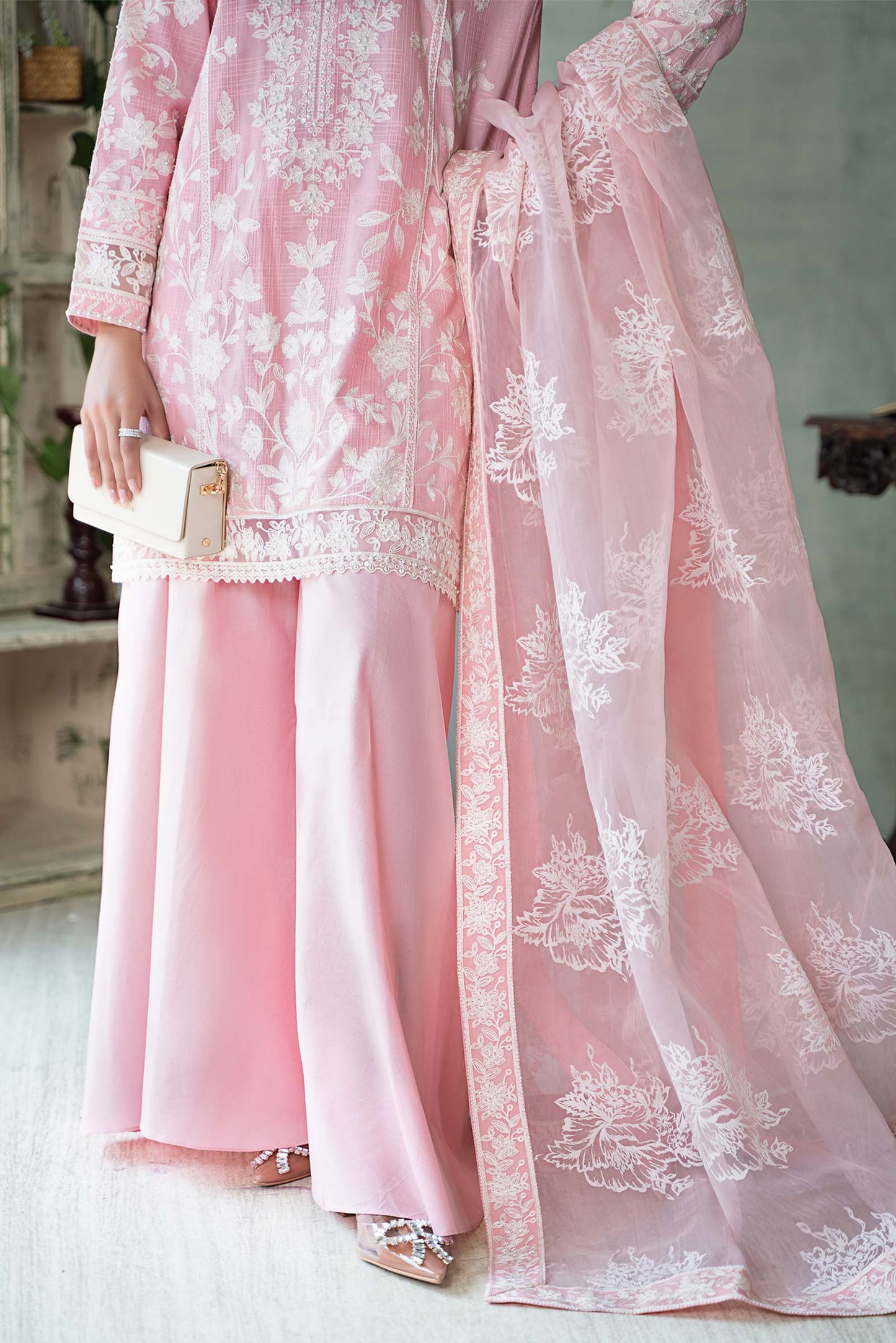 3 Piece Embroidered Cotton Doria Suit