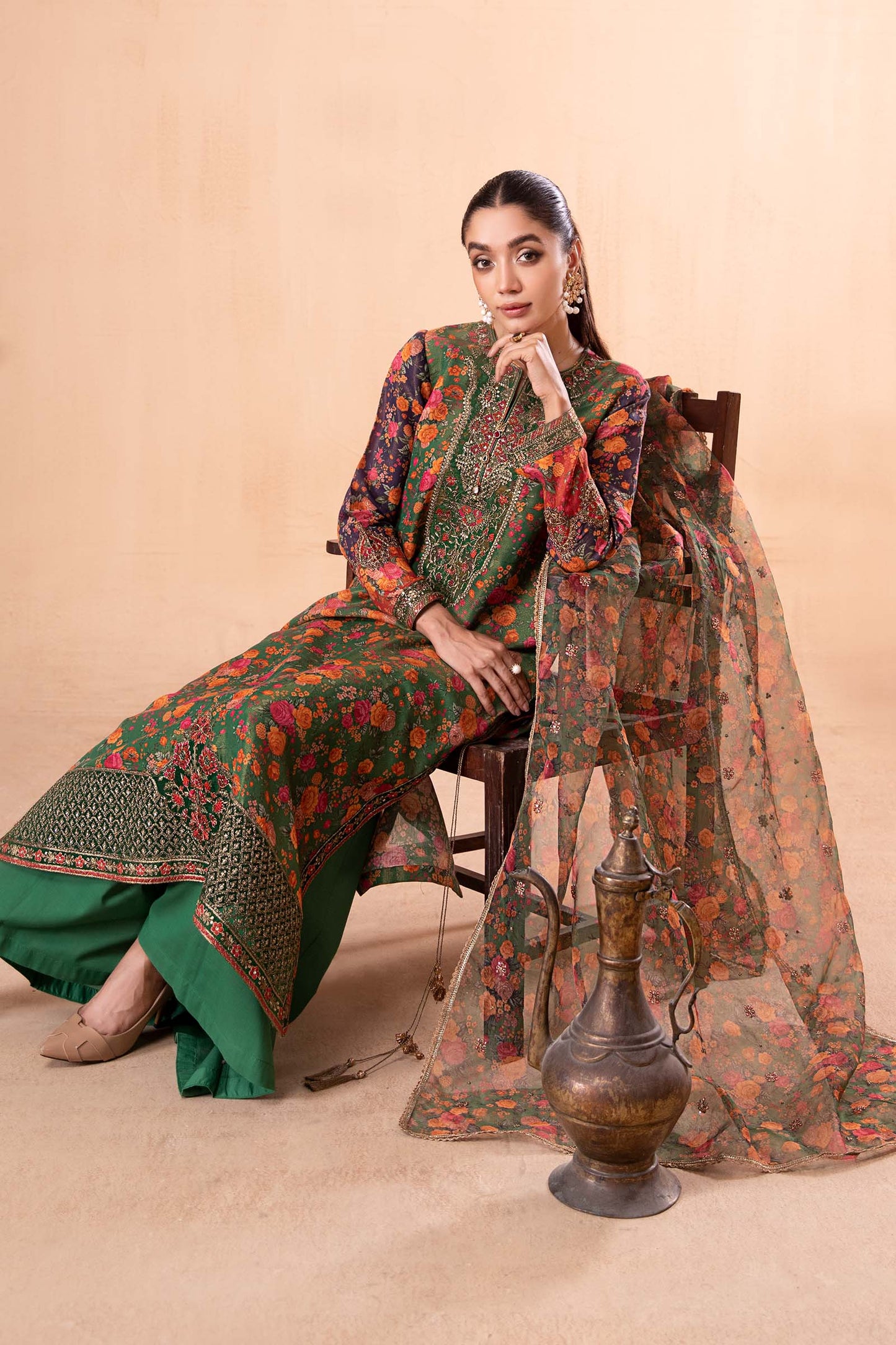 3 Piece Printed Cotton Masoori Suit