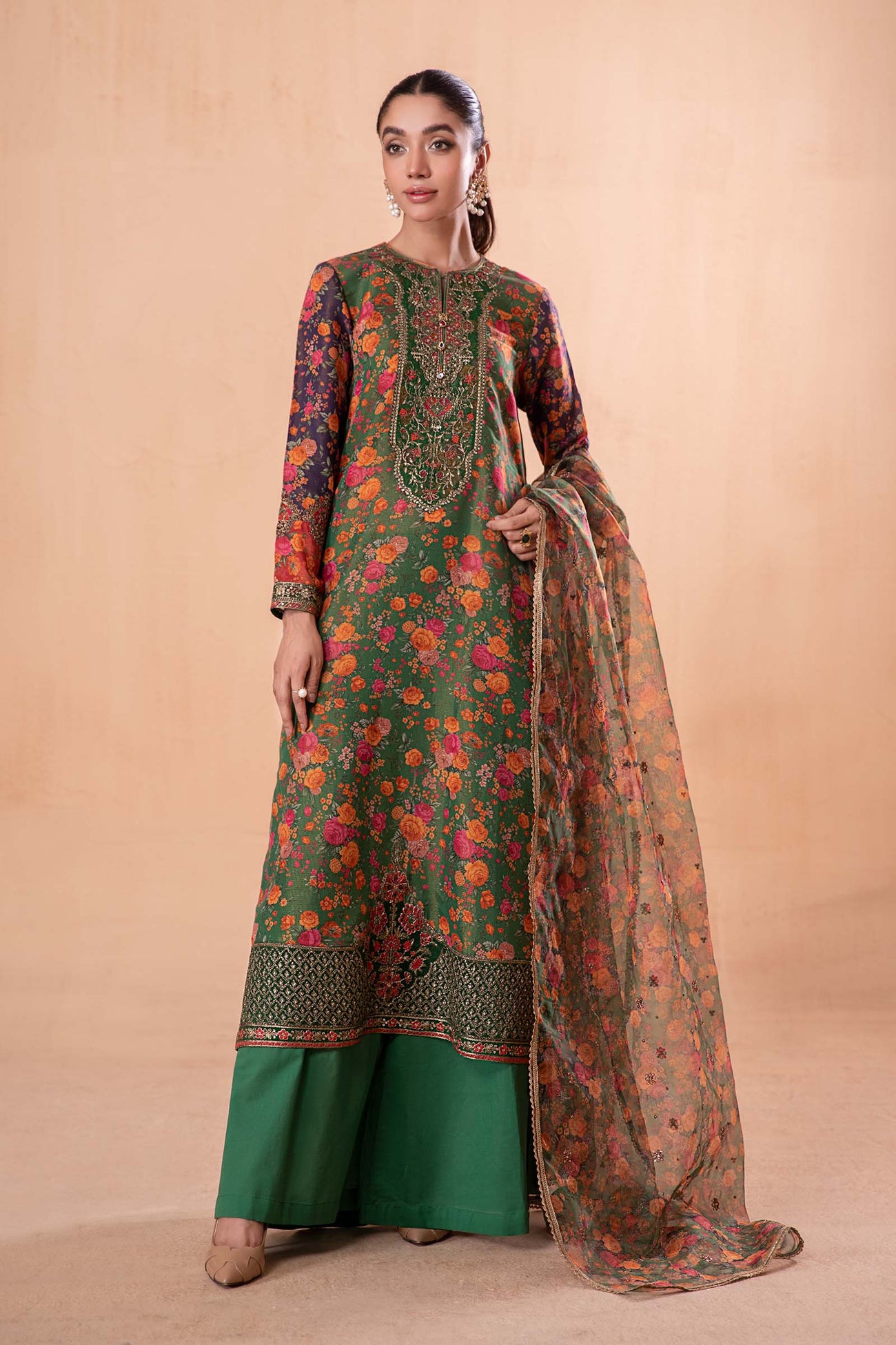 3 Piece Printed Cotton Masoori Suit