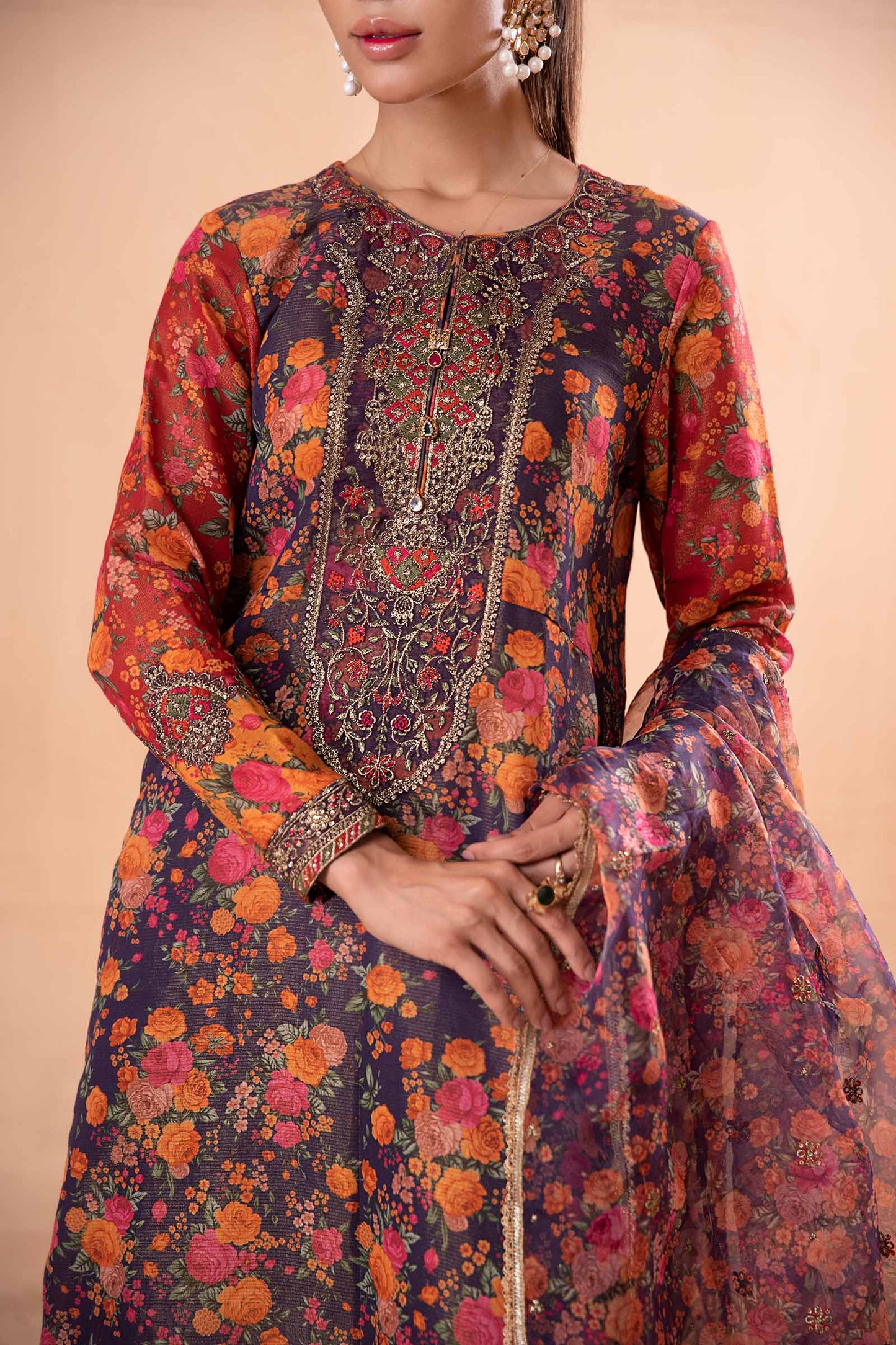 3 Piece Printed Cotton Masoori Suit