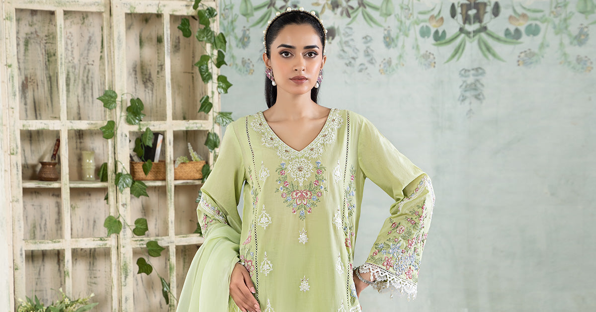3 PIECE EMBROIDERED LAWN SUIT | DW-EA24-33
