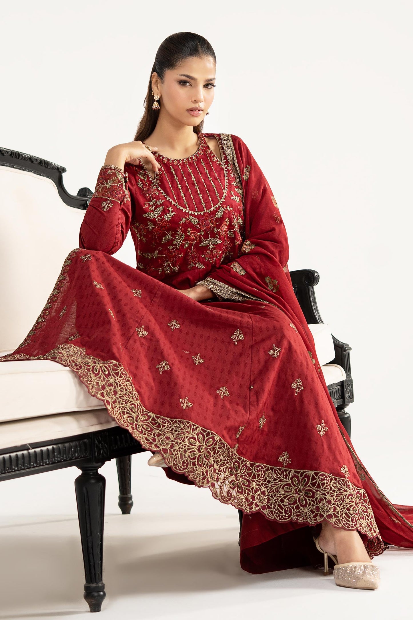 3 Piece Embroidered Dobby Lawn Suit