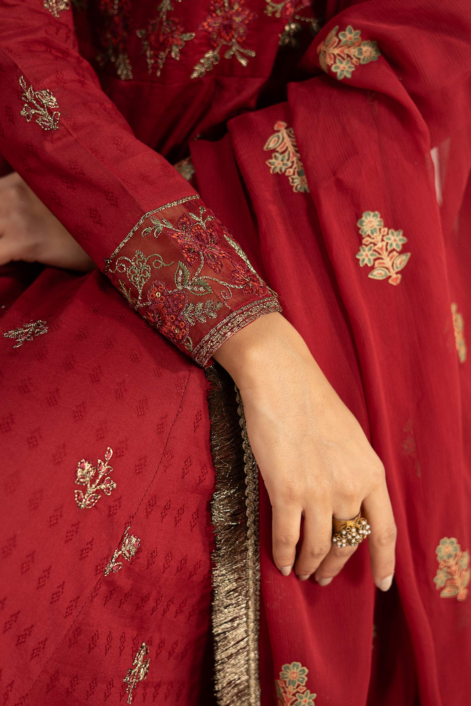 3 Piece Embroidered Dobby Lawn Suit