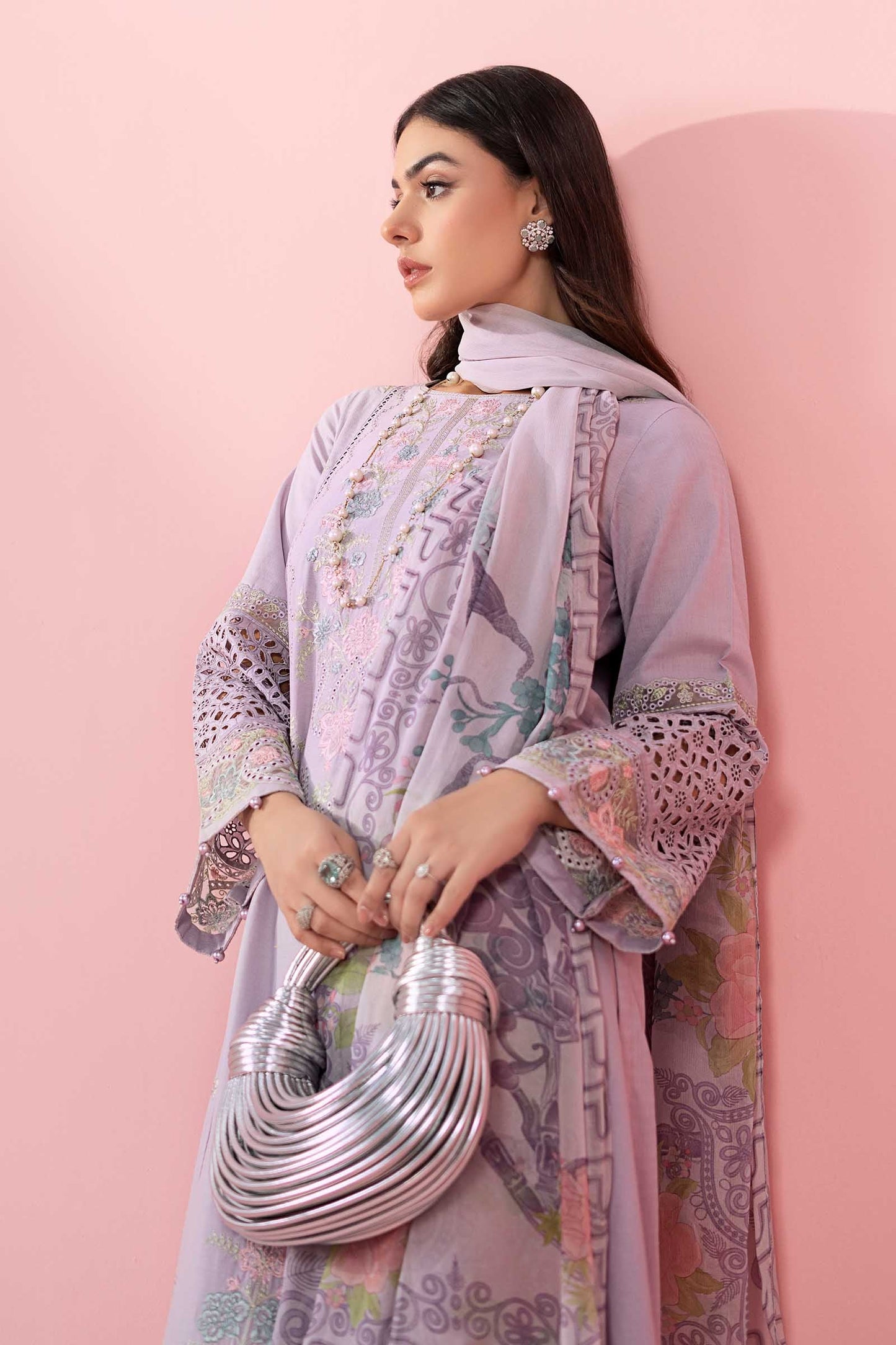 3 Piece Embroidered Dobby Suit