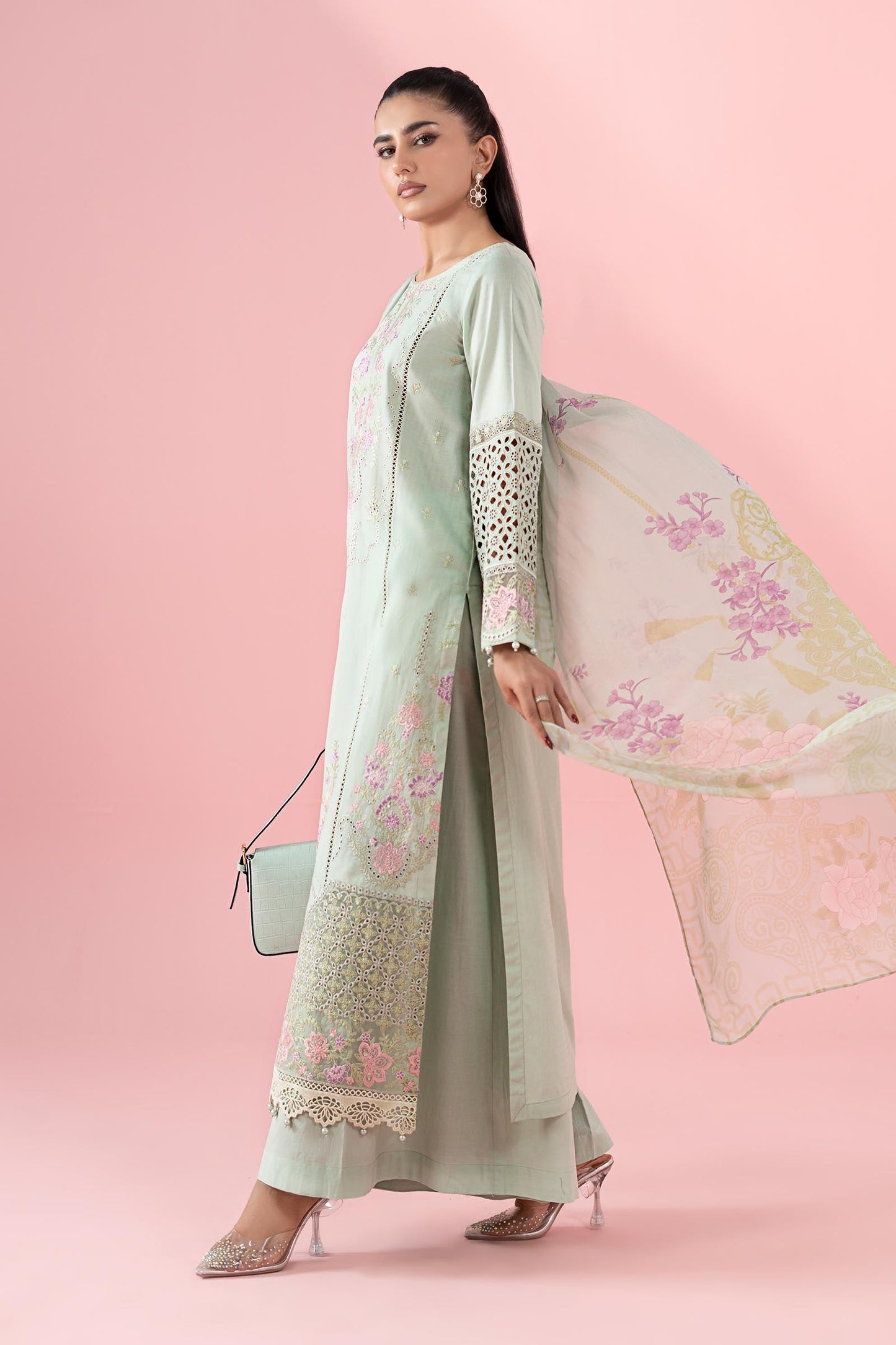 3 Piece Embroidered Dobby Suit