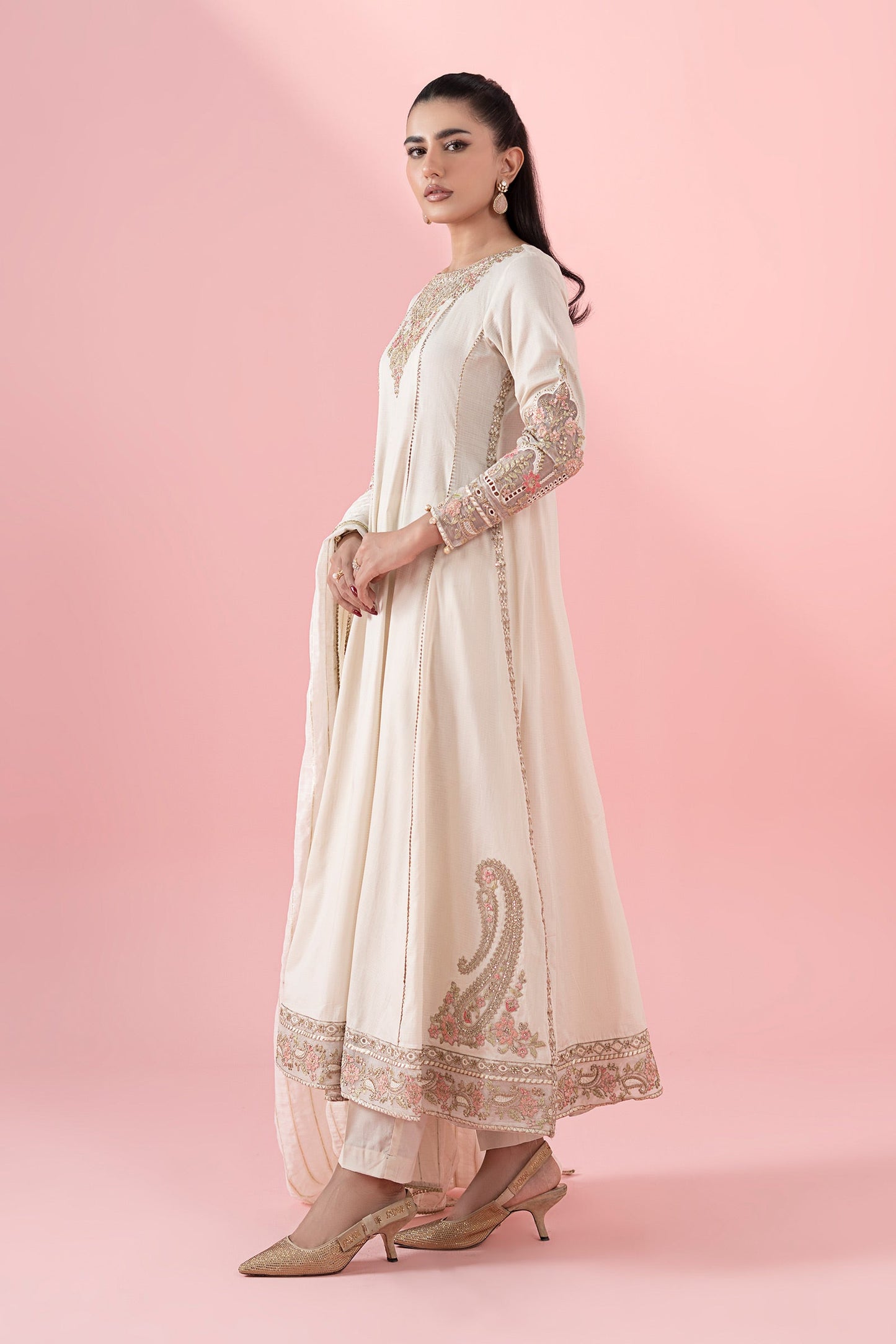 3 Piece Embroidered Dobby Suit
