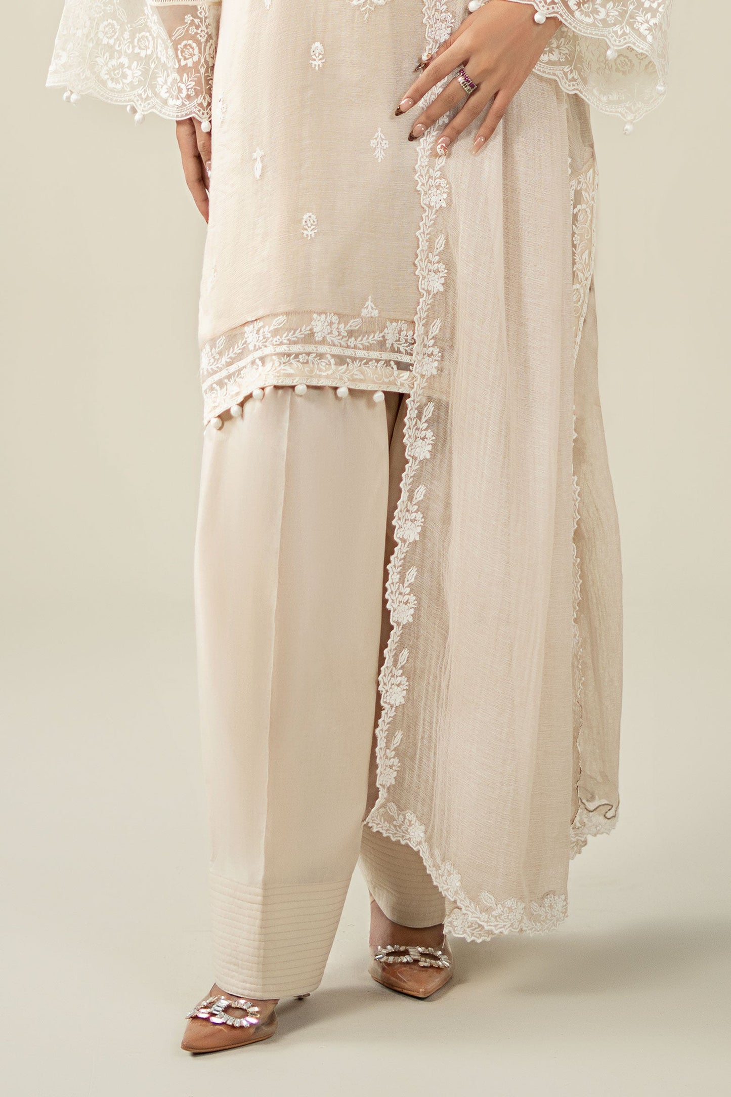 3 Piece Embroidered Cotton Net Suit