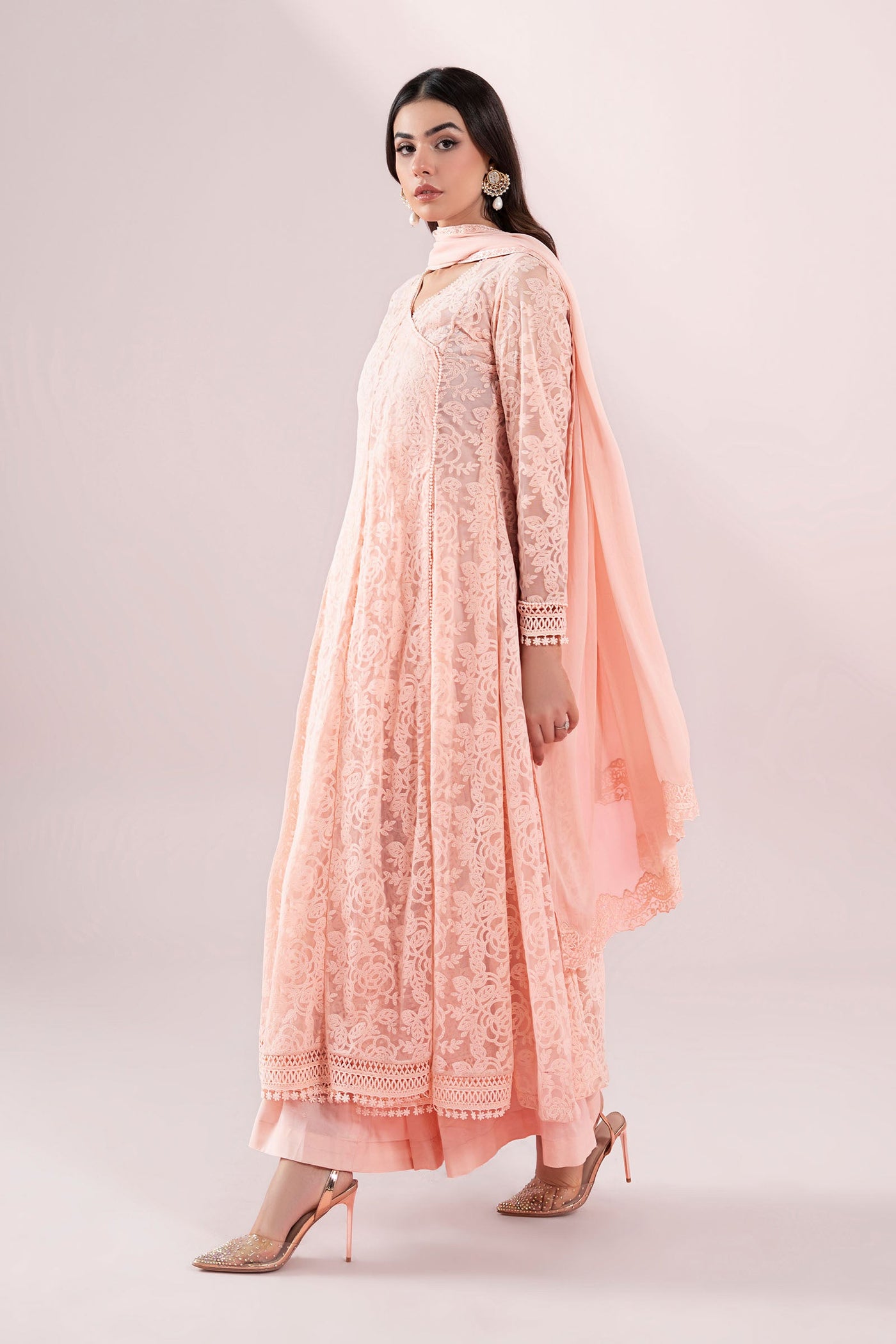 3 Piece Embroidered Polyester Net Suit |  DW-EA25-124