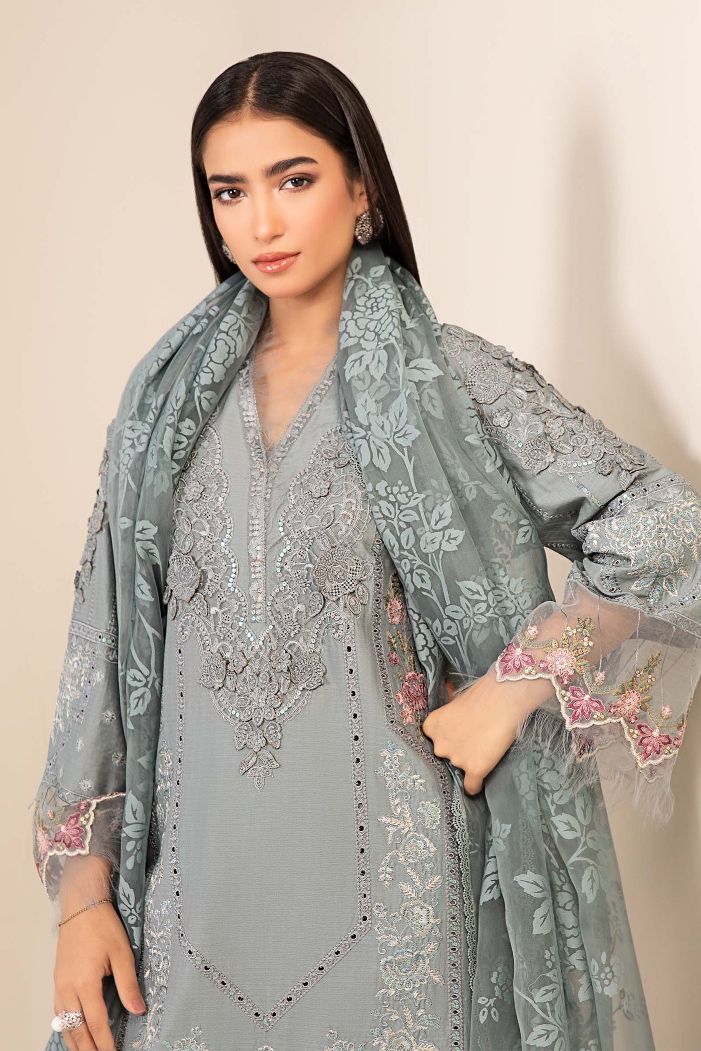 3 Piece Embroidered Dobby Suit |  DW-EA25-16