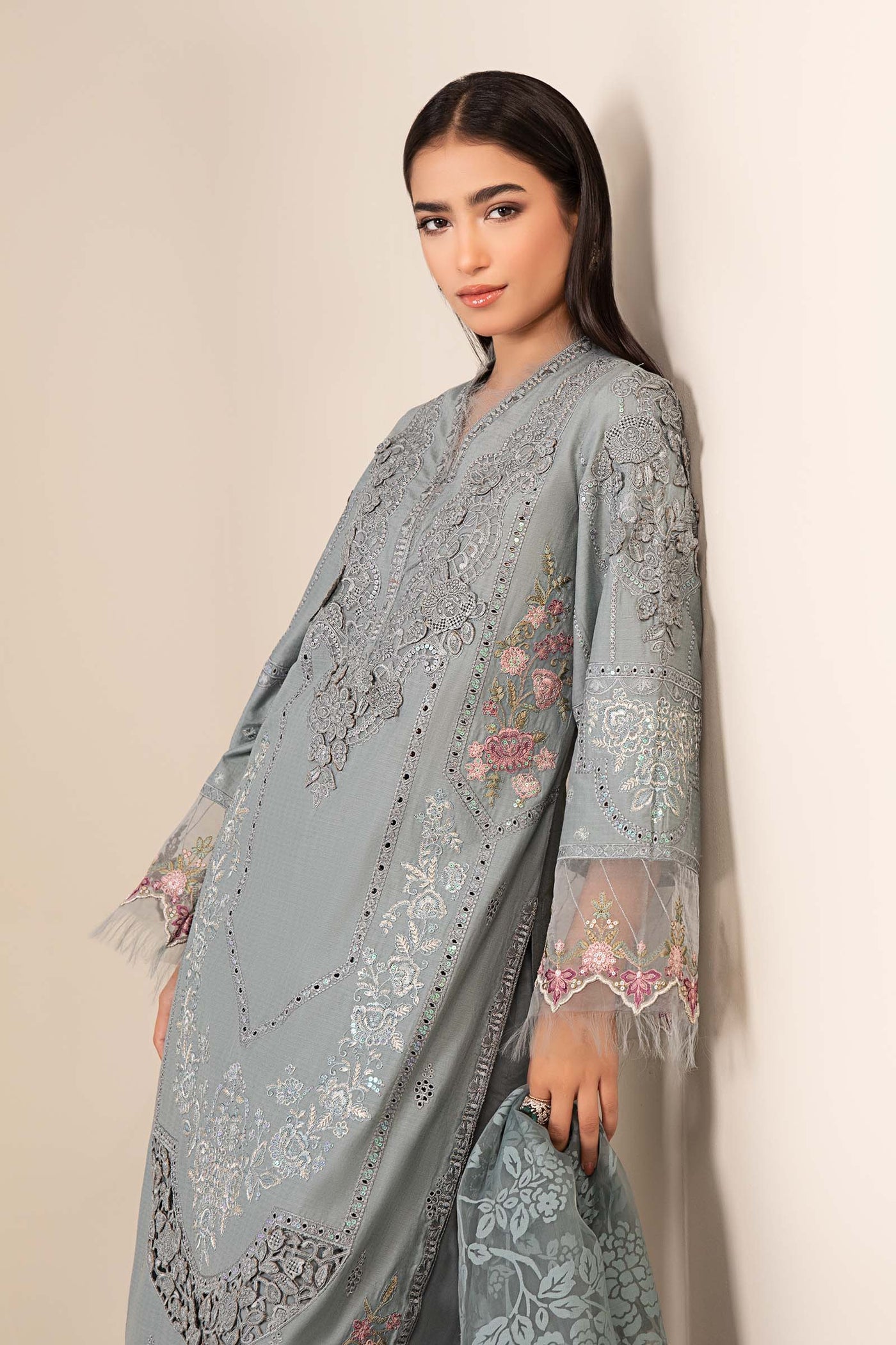 3 Piece Embroidered Dobby Suit |  DW-EA25-16