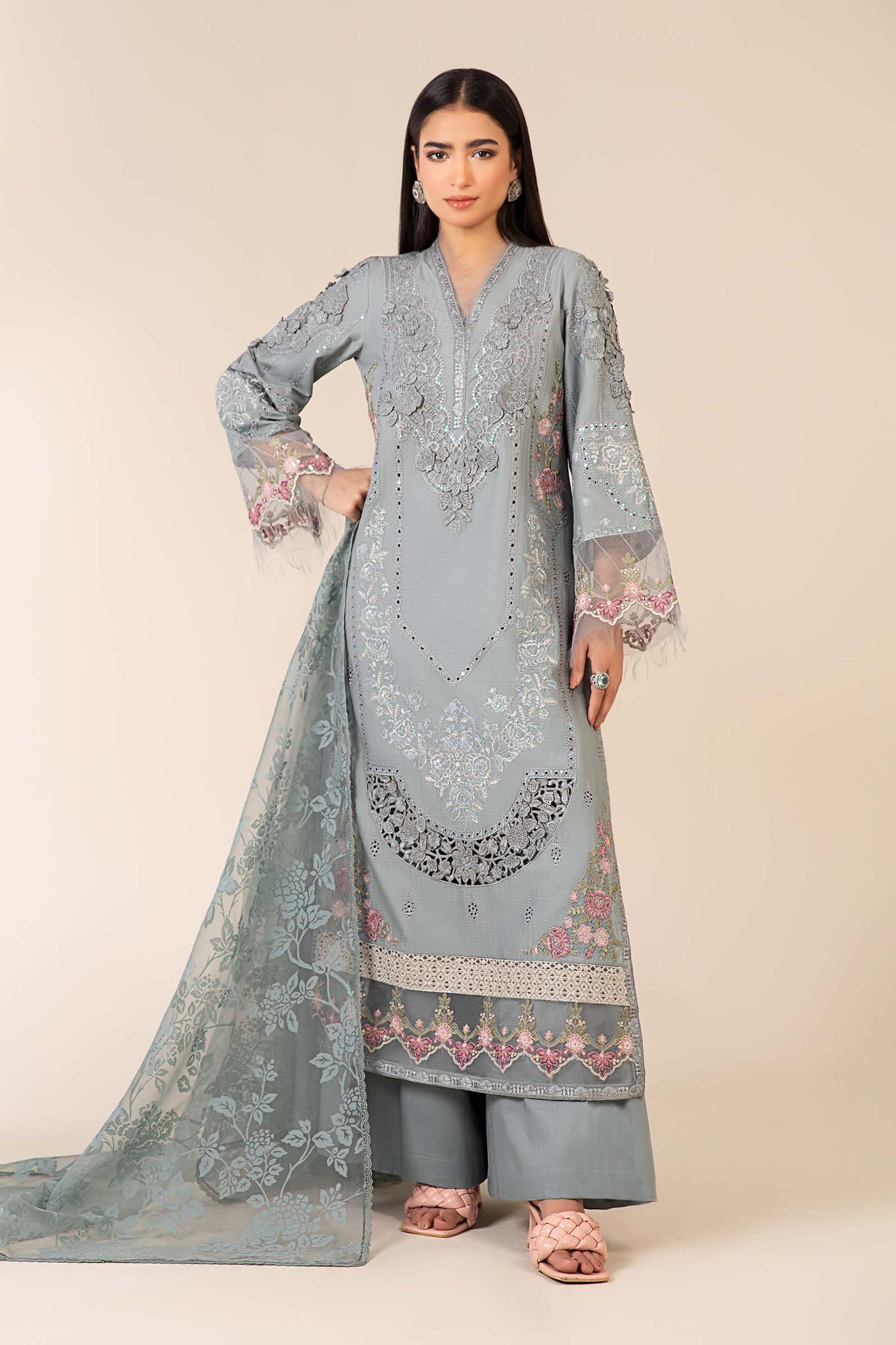 3 Piece Embroidered Dobby Suit |  DW-EA25-16