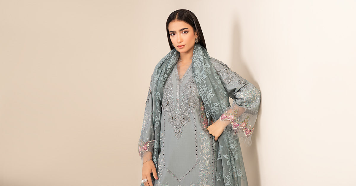 3 Piece Embroidered Dobby Suit |  DW-EA25-16