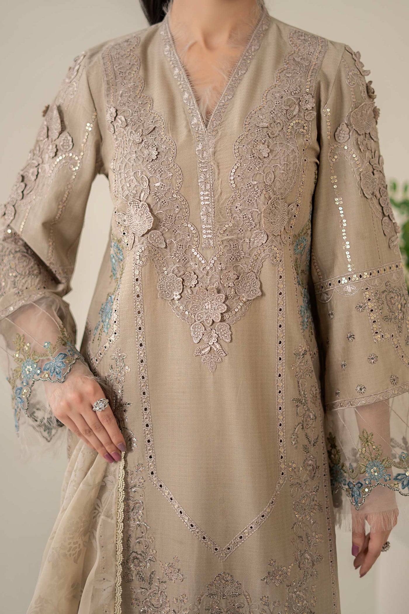 3 Piece Embroidered Dobby Suit |  DW-EA25-16