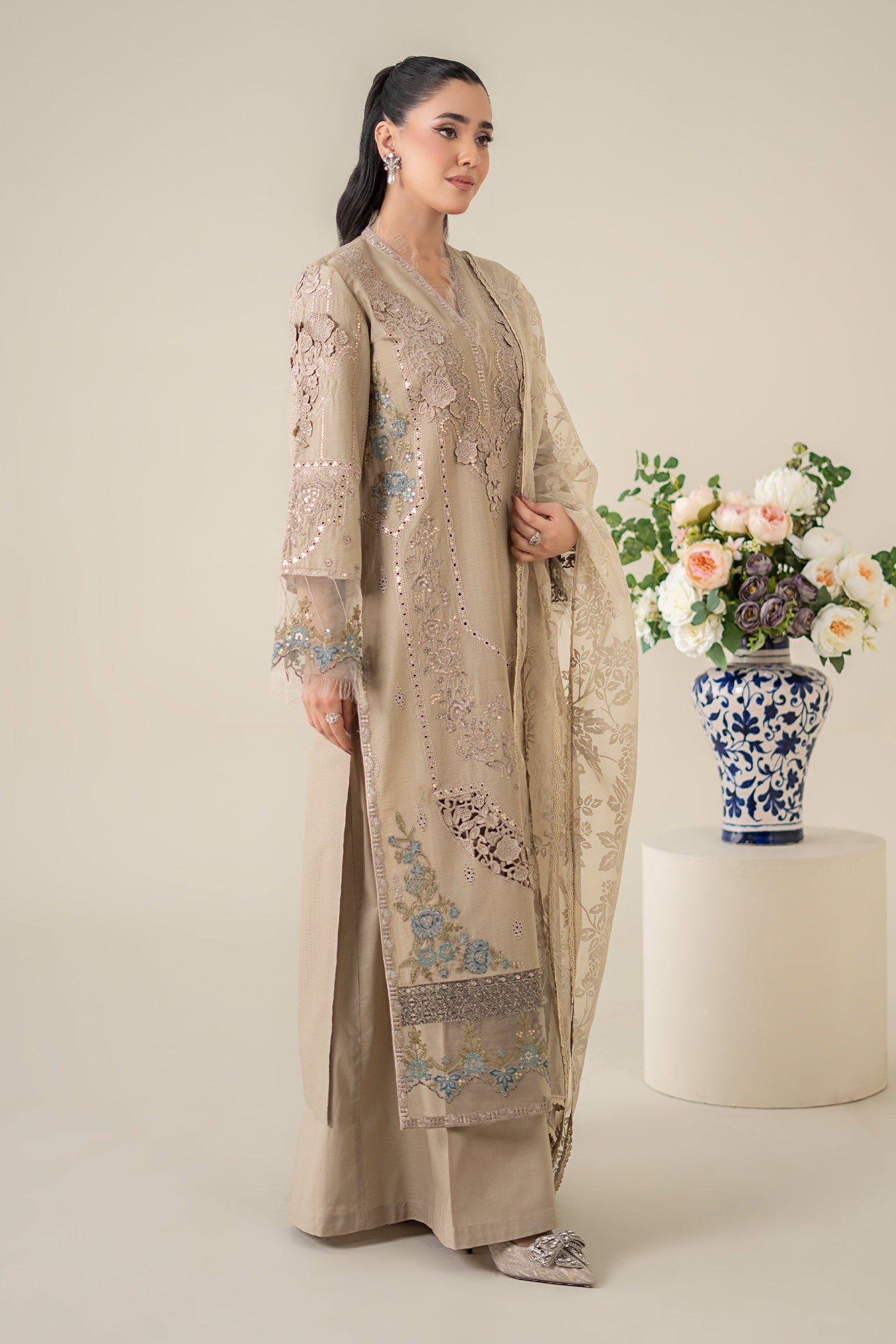 3 Piece Embroidered Dobby Suit |  DW-EA25-16