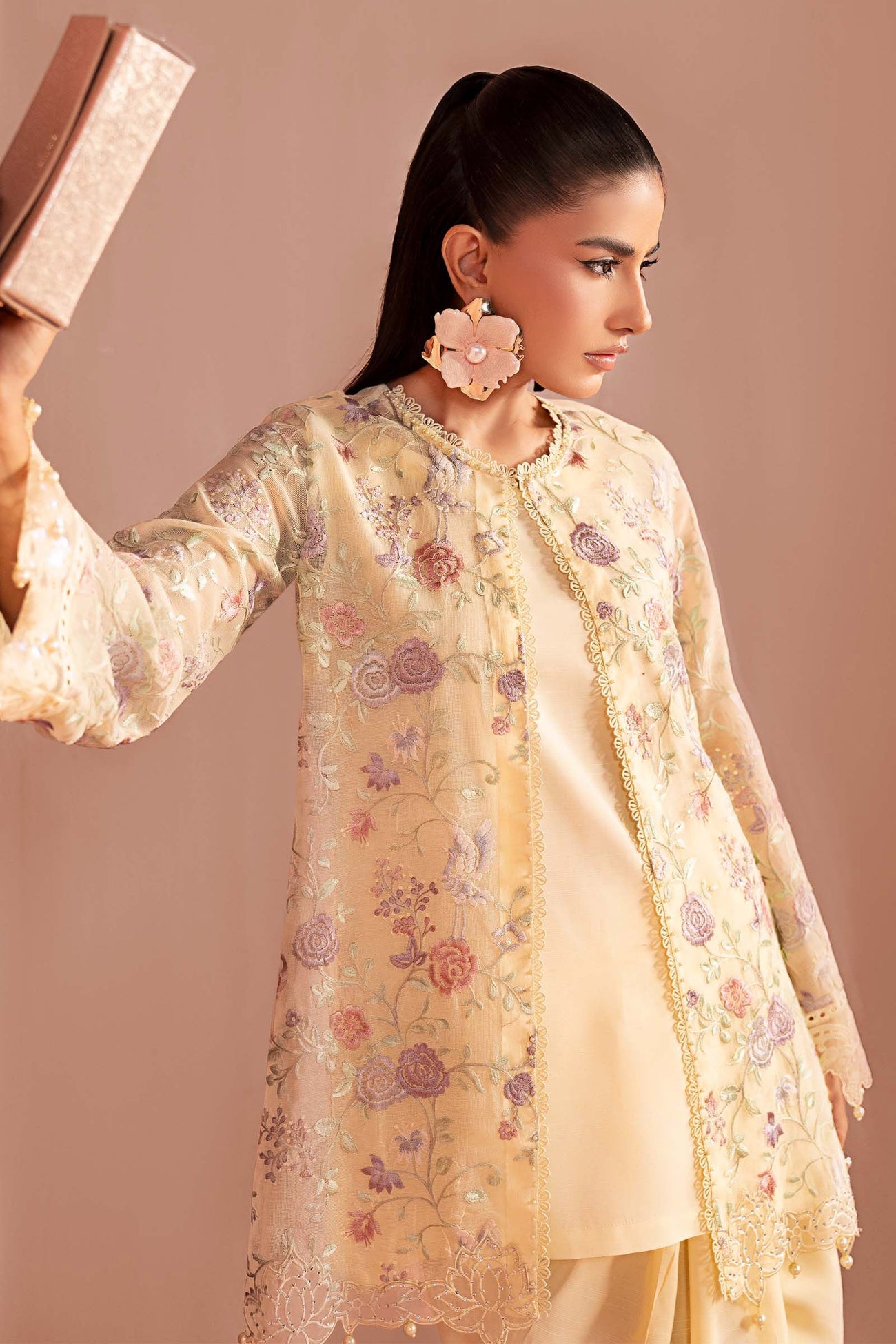 3 Piece Embroidered Cotton Net Suit