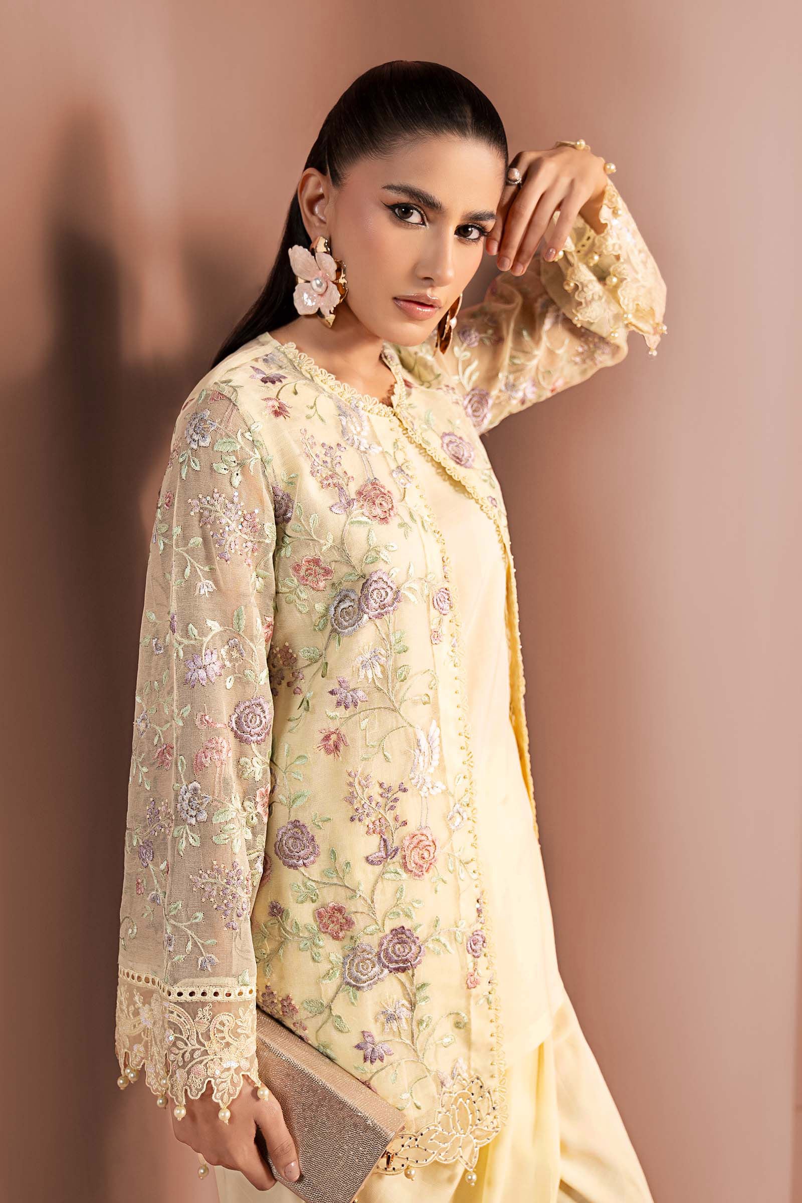 3 Piece Embroidered Cotton Net Suit