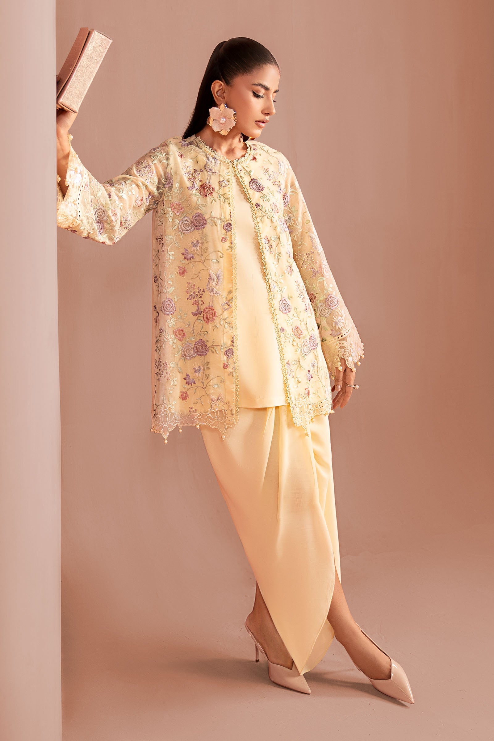 3 Piece Embroidered Cotton Net Suit