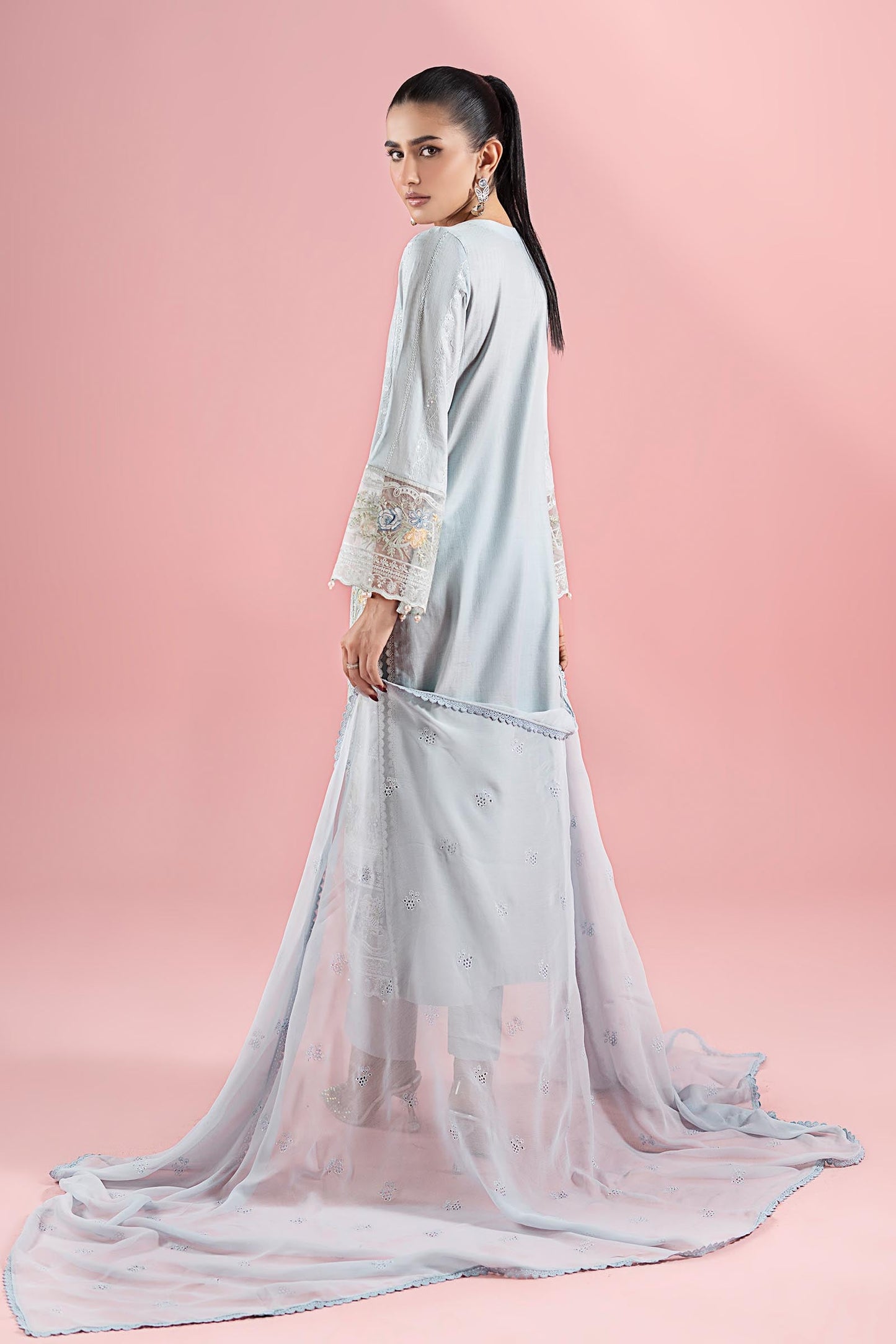3 Piece Embroidered Dobby Suit