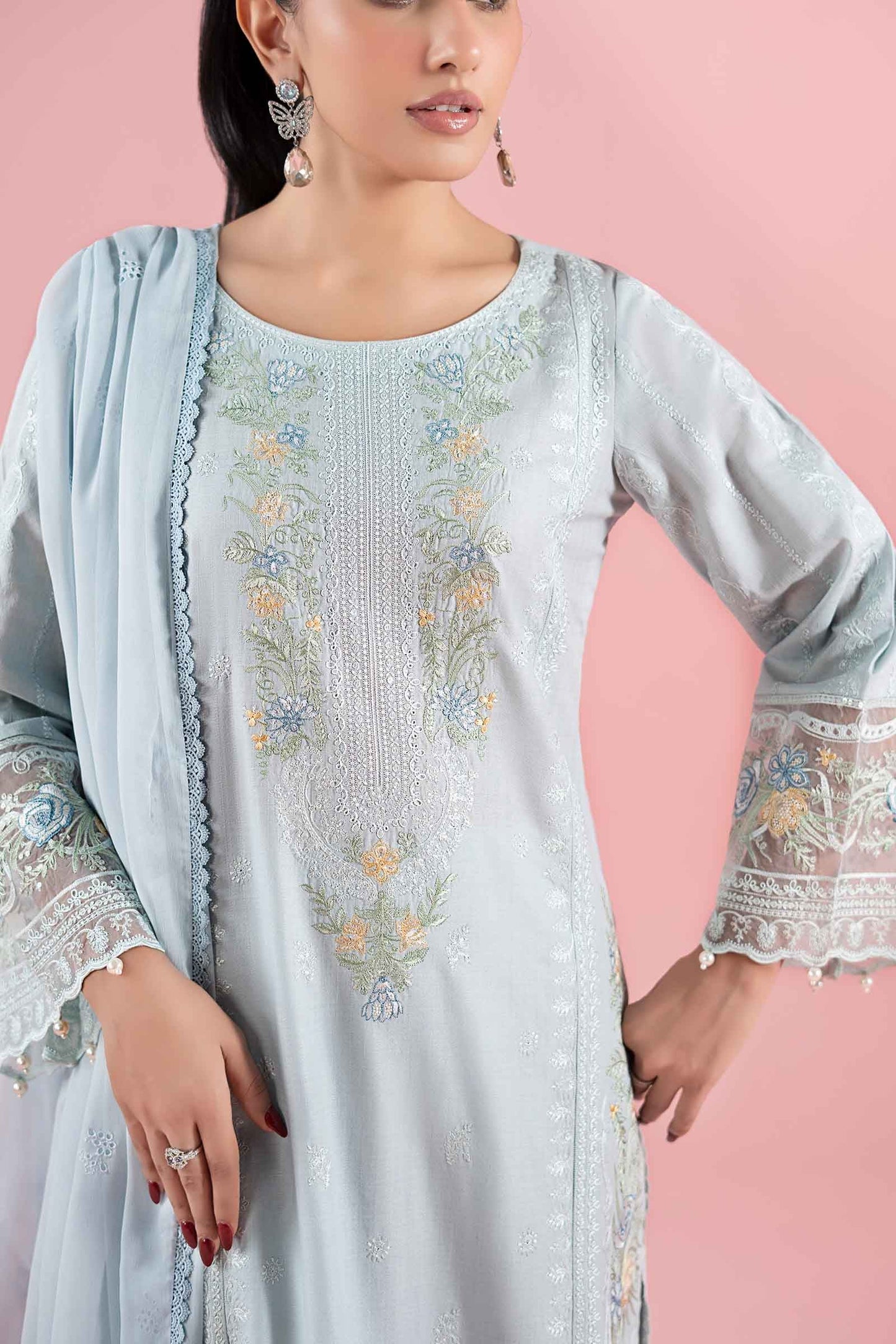 3 Piece Embroidered Dobby Suit
