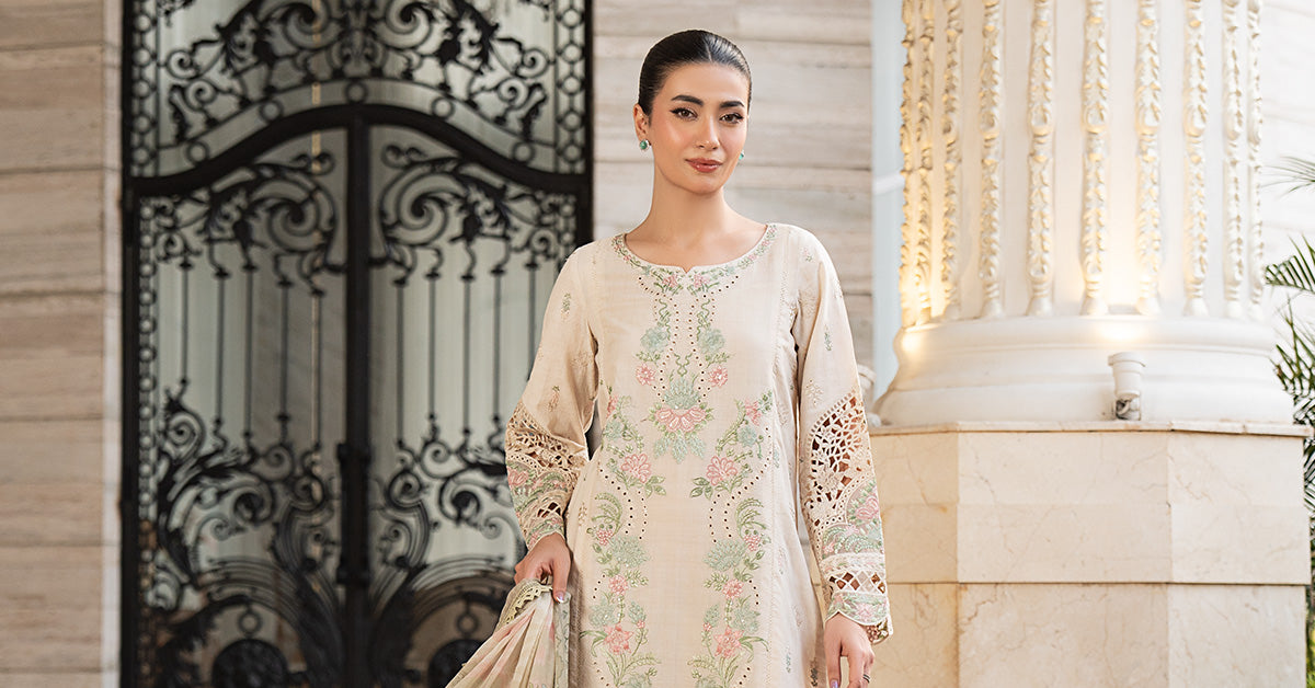 3 Piece Embroidered Self Jacquard Lawn Suit