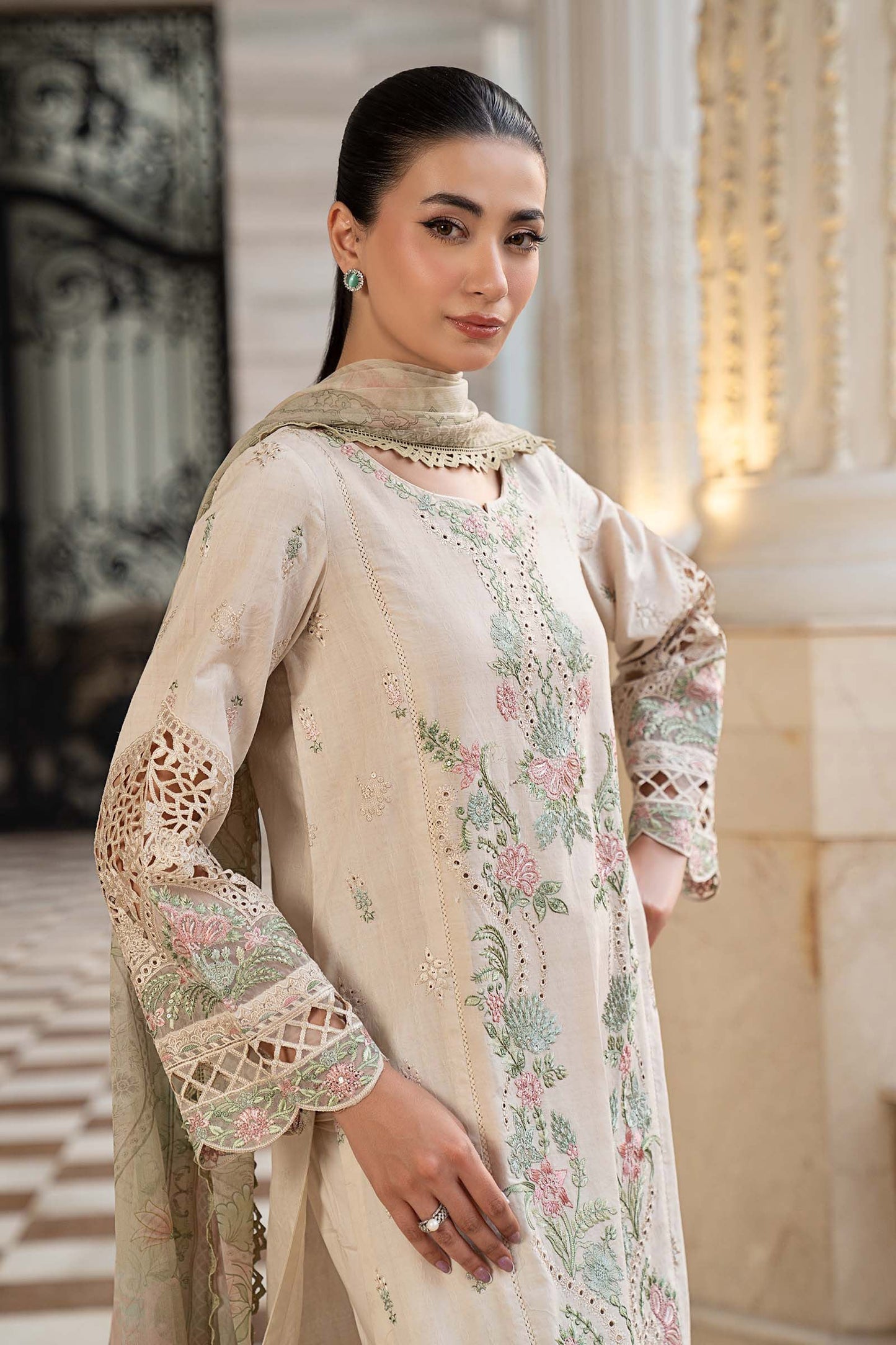 3 Piece Embroidered Self Jacquard Lawn Suit