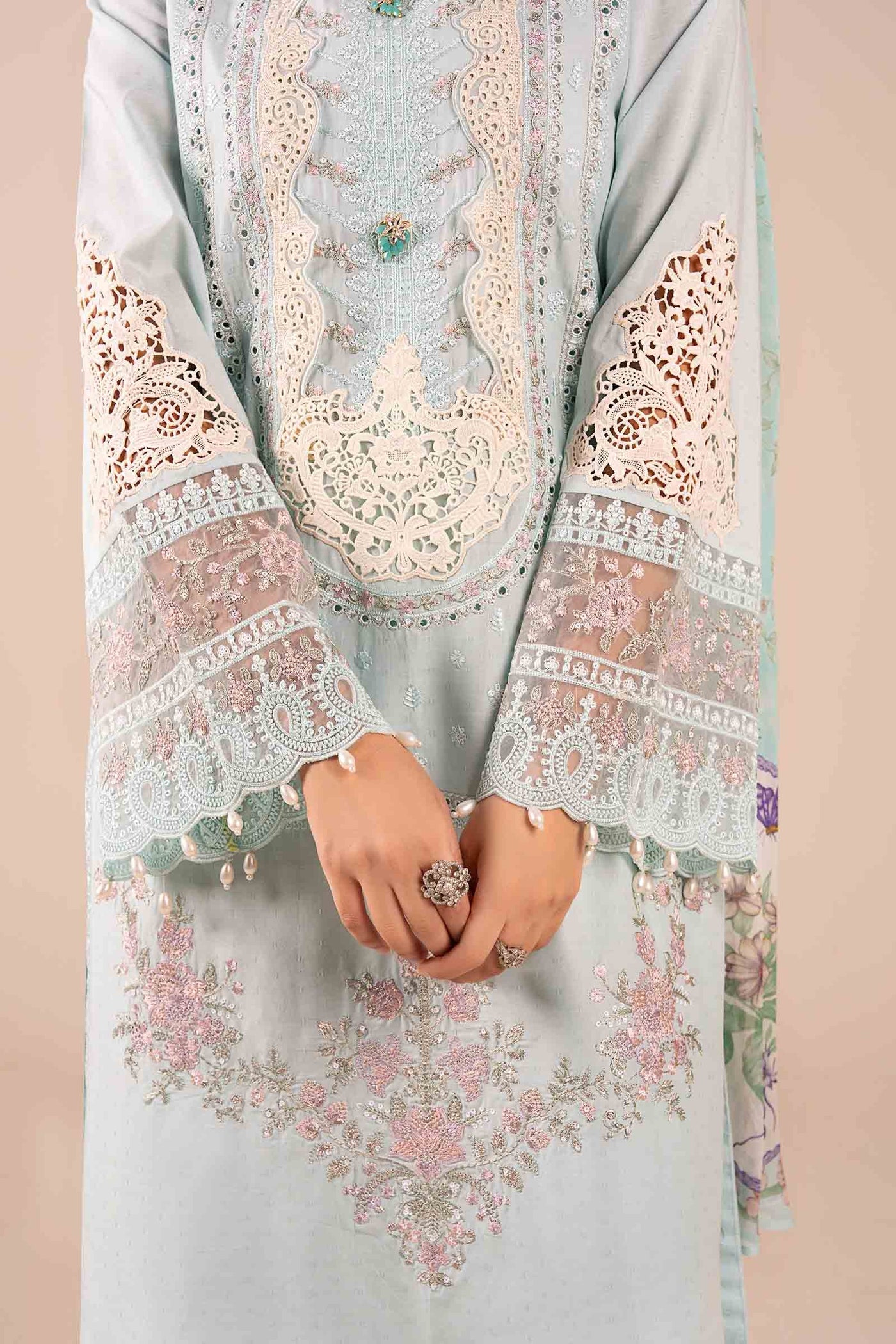 3 Piece Embroidered Dobby Suit