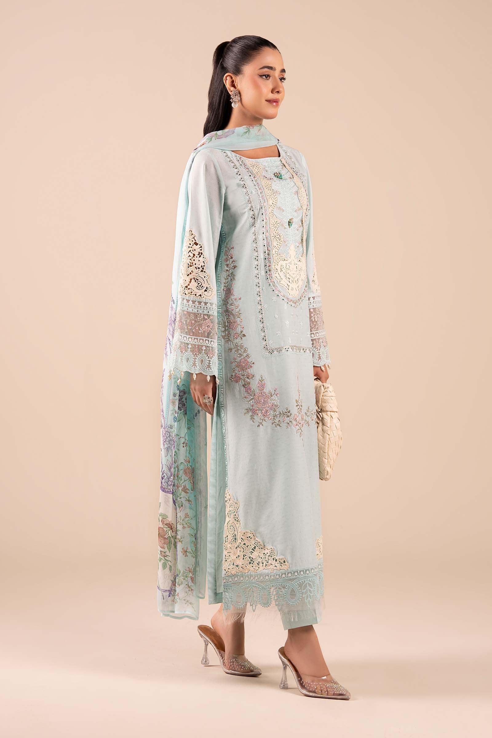 3 Piece Embroidered Dobby Suit